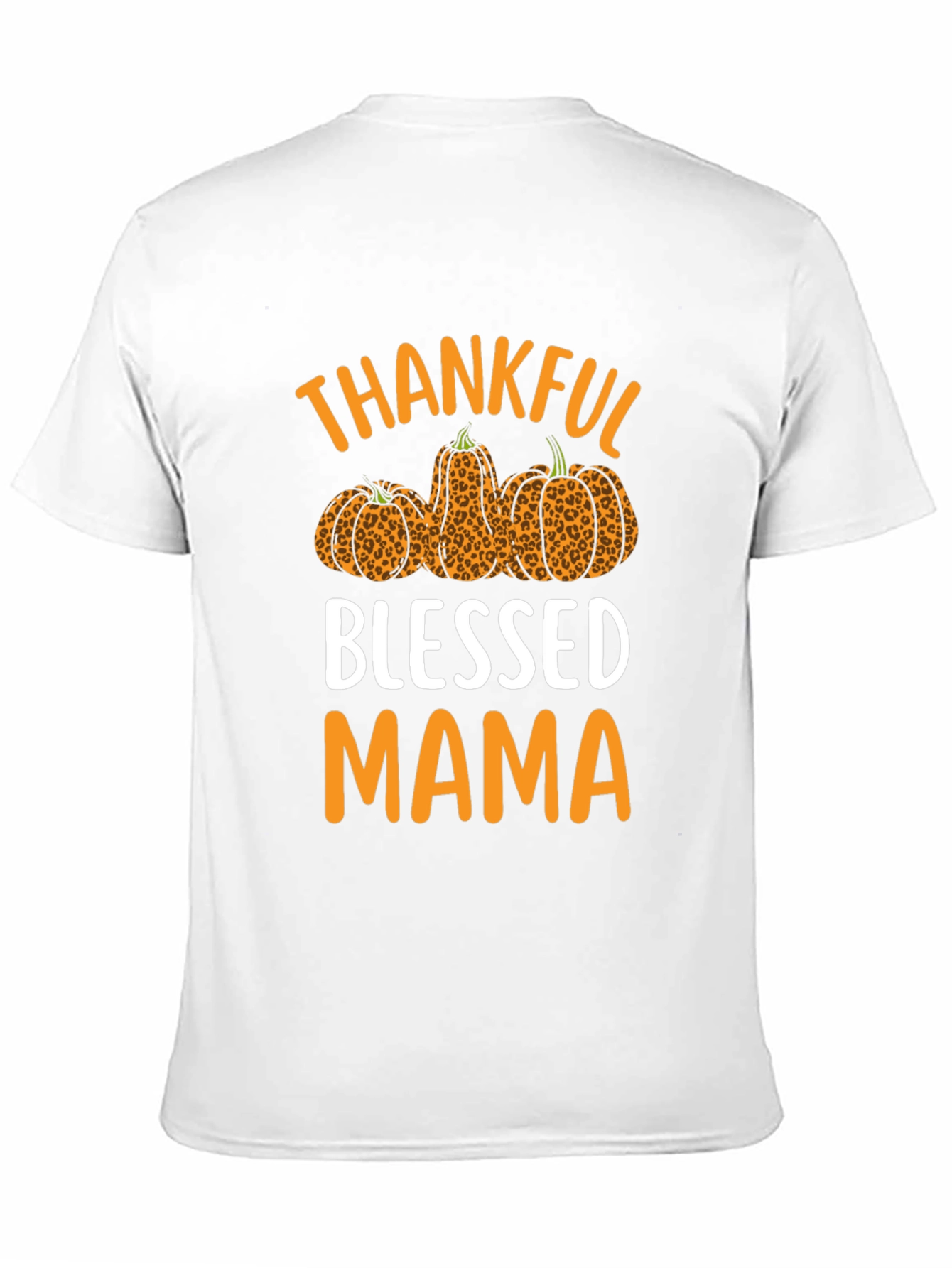 Thankful Blessed Mama Leopard Pumpkin T-Shirt
