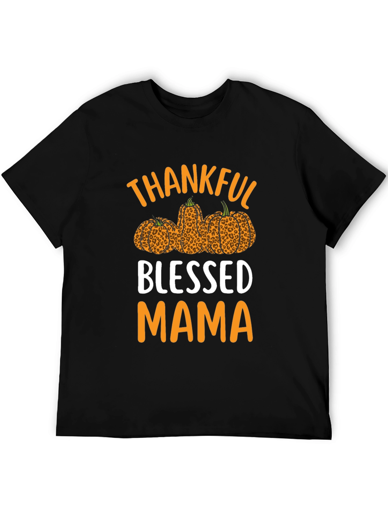 Thankful Blessed Mama Leopard Pumpkin T-Shirt