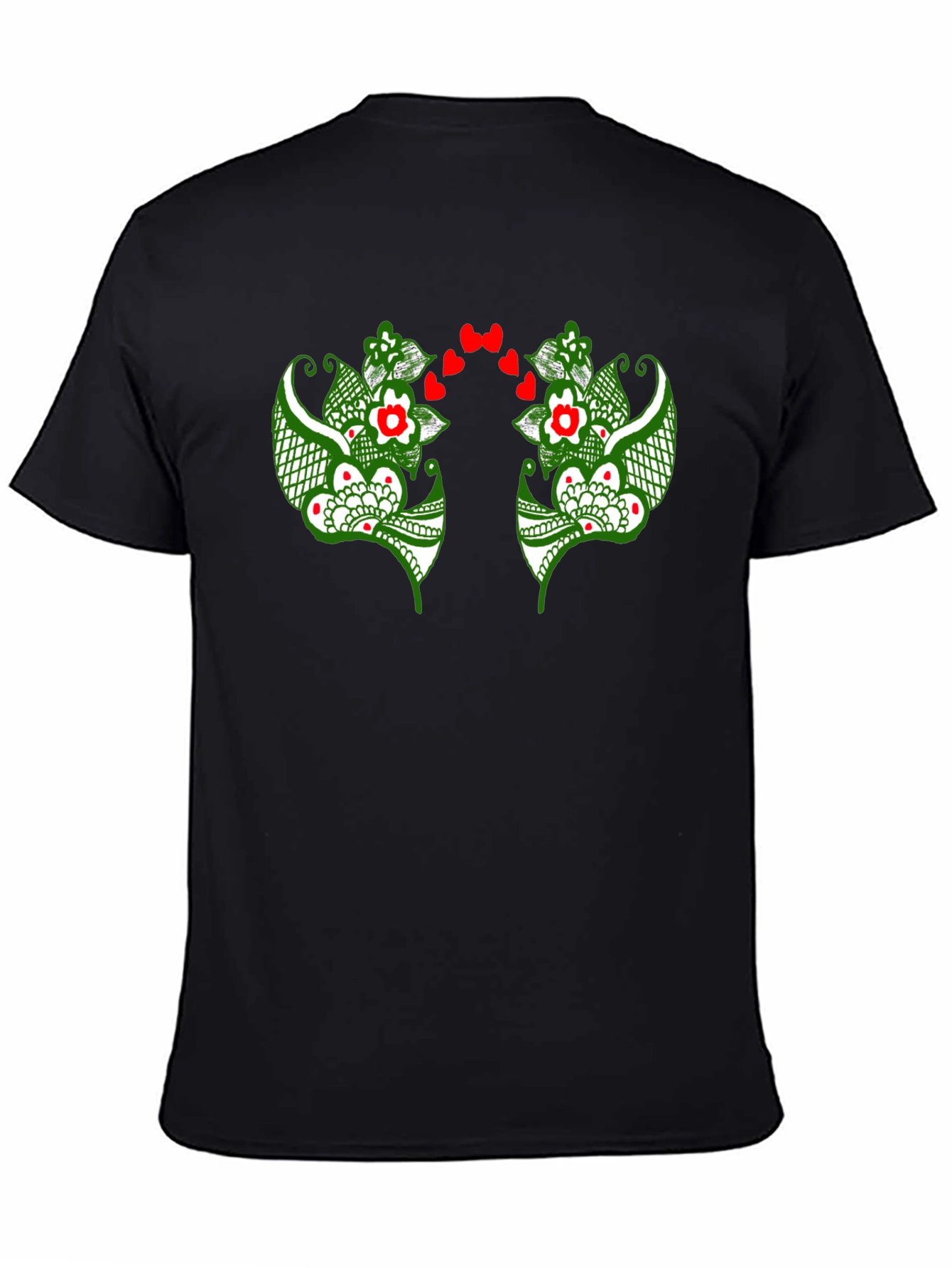 Floral Heart Graphic Black T-Shirt