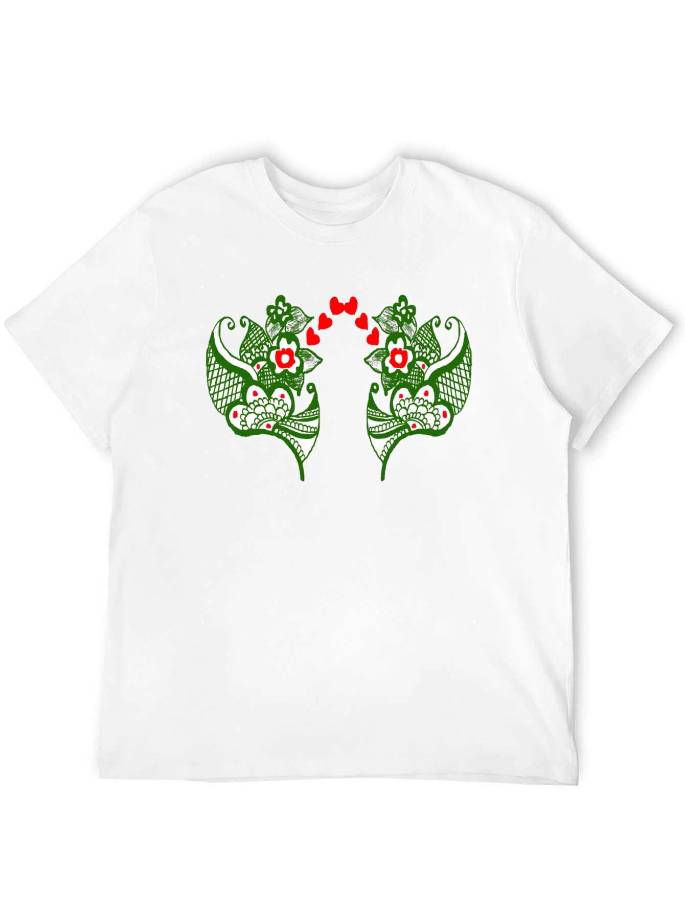 Floral Heart Graphic Black T-Shirt