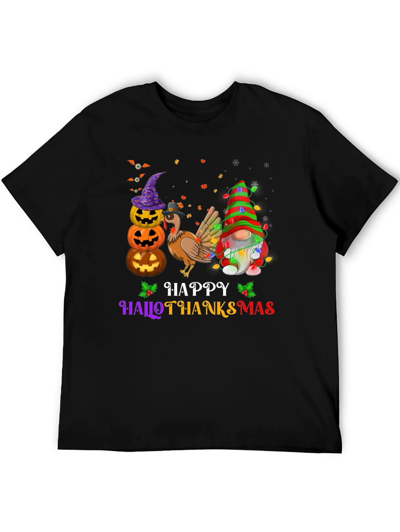 HalloThanksMas Festive Graphic T-Shirt