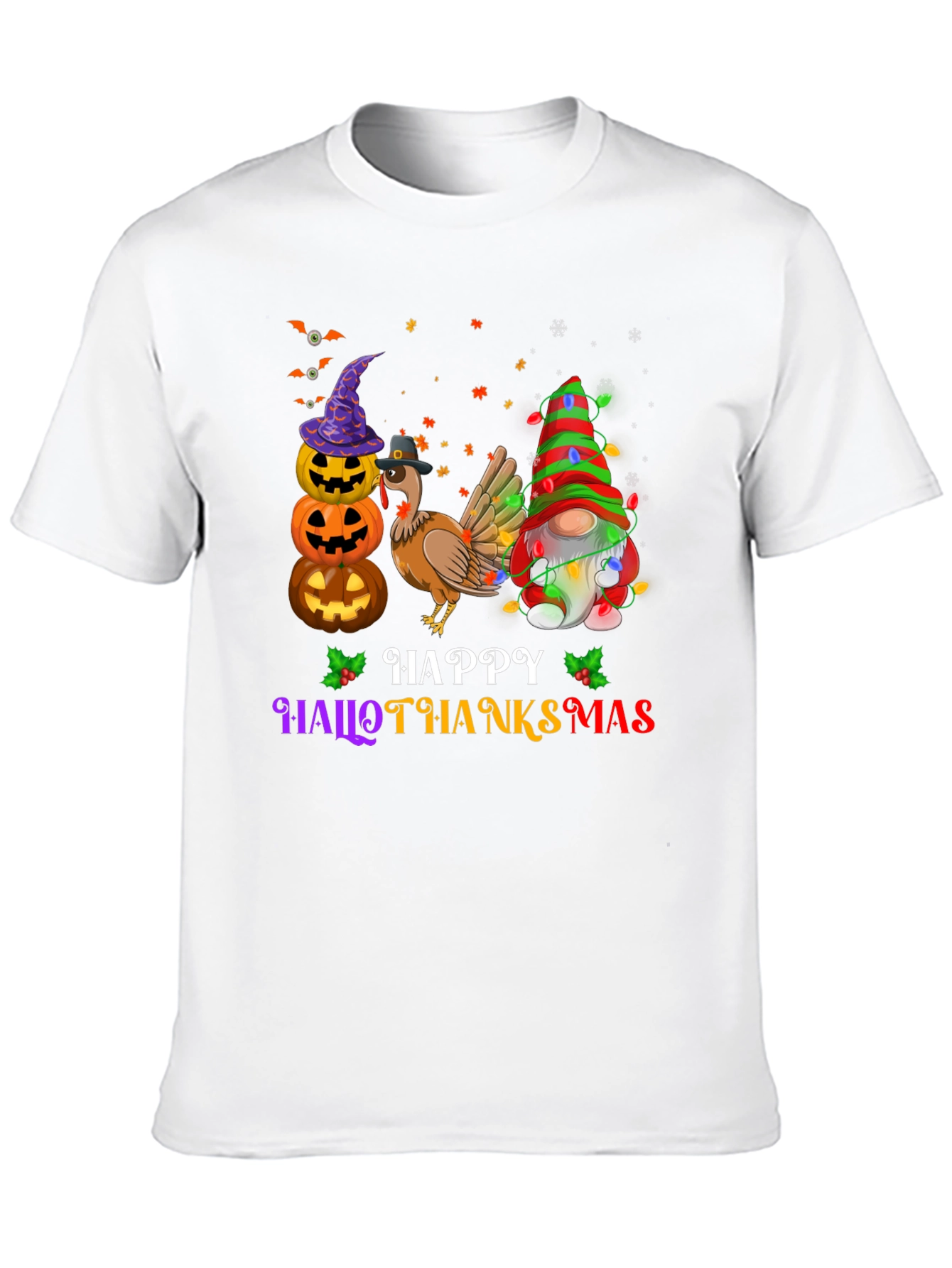 HalloThanksMas Festive Graphic T-Shirt