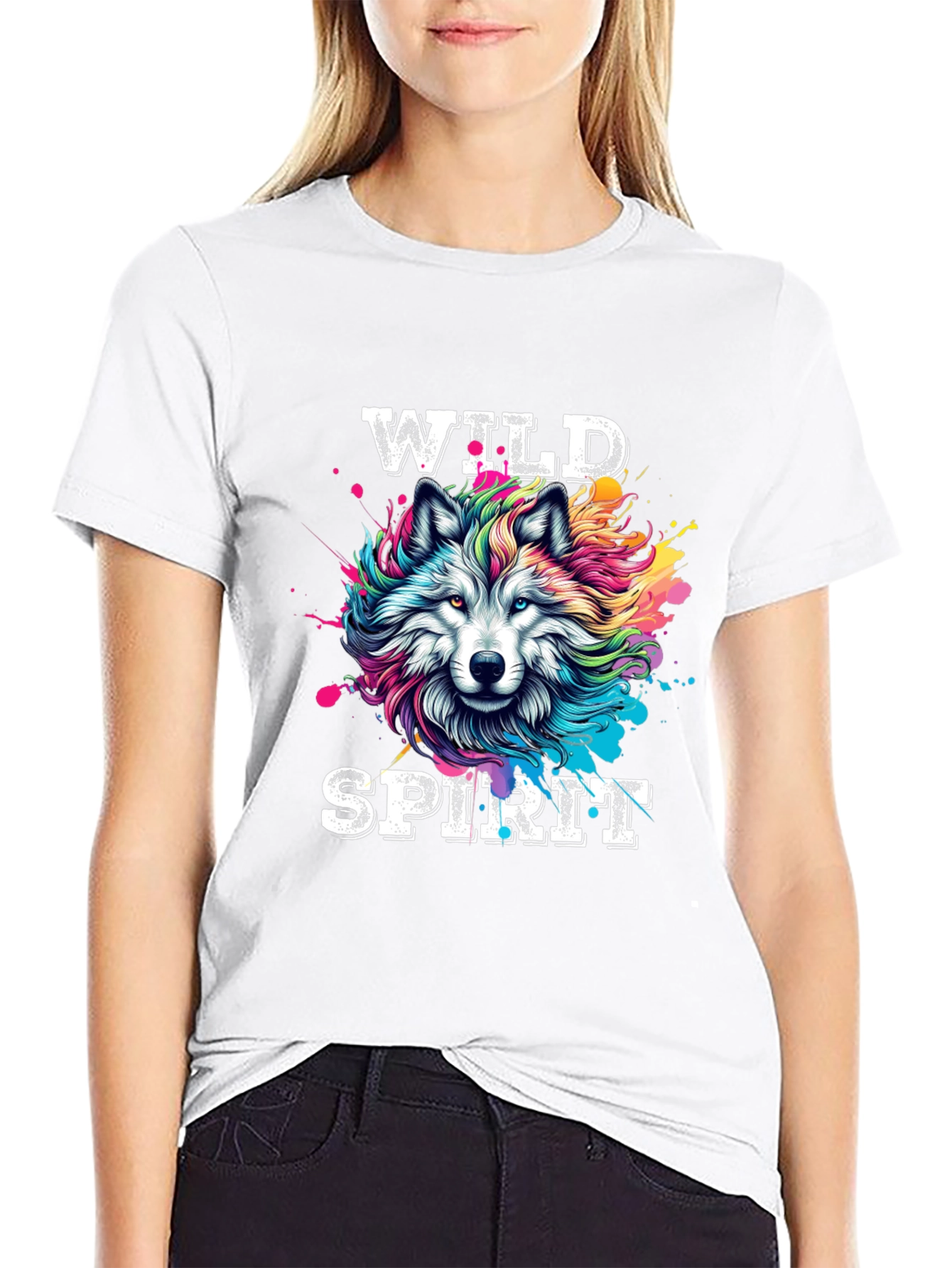 Wild Spirit Wolf Graphic Tee - Bold Black T-Shirt
