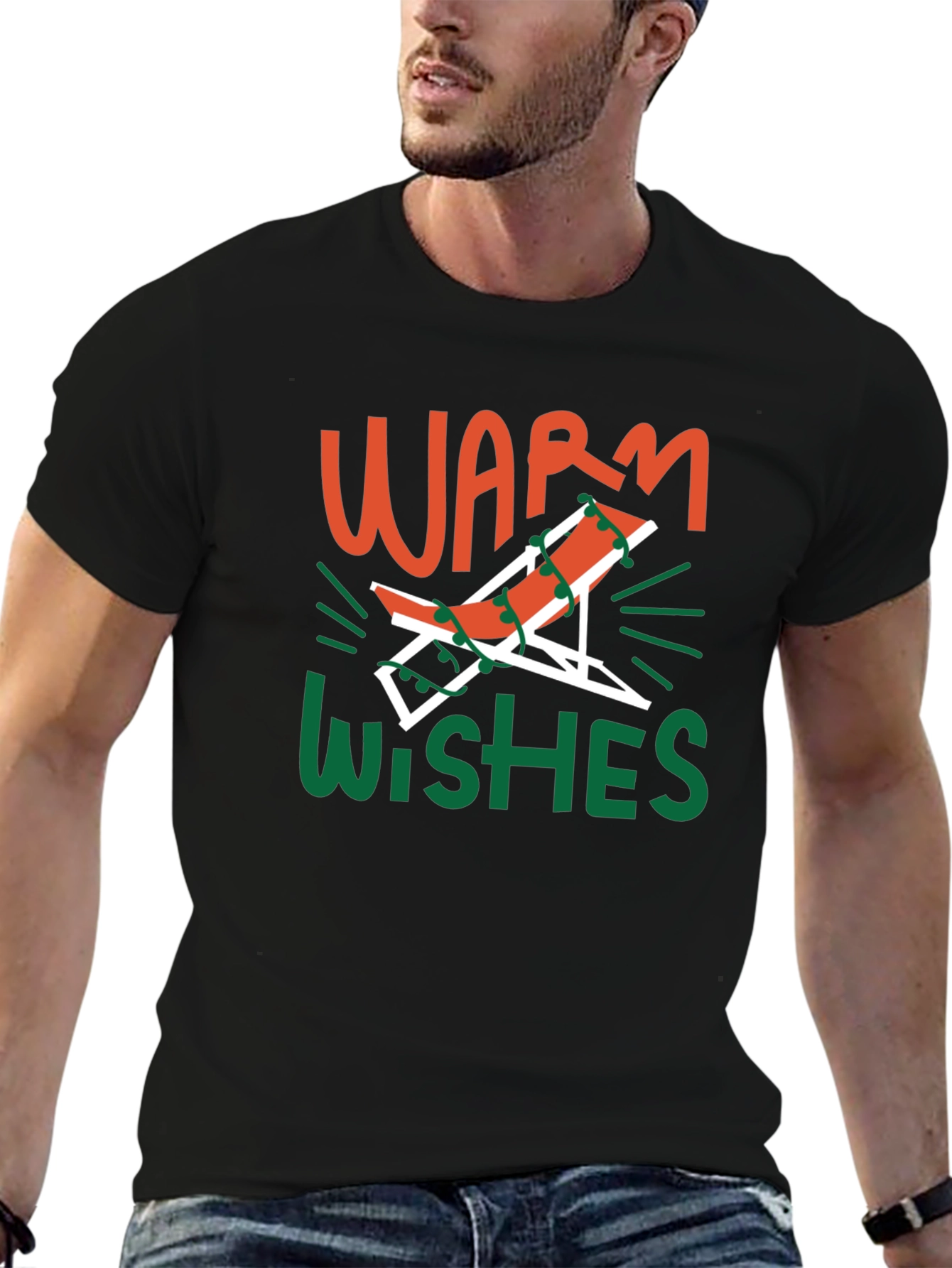 Warm Wishes Holiday Beach Chair Graphic T-Shirt