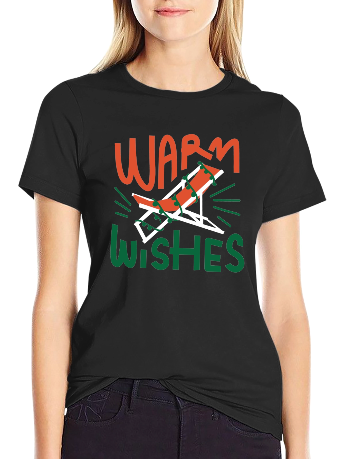 Warm Wishes Holiday Beach Chair Graphic T-Shirt