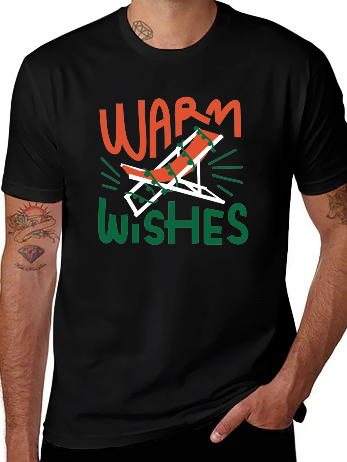 Warm Wishes Holiday Beach Chair Graphic T-Shirt