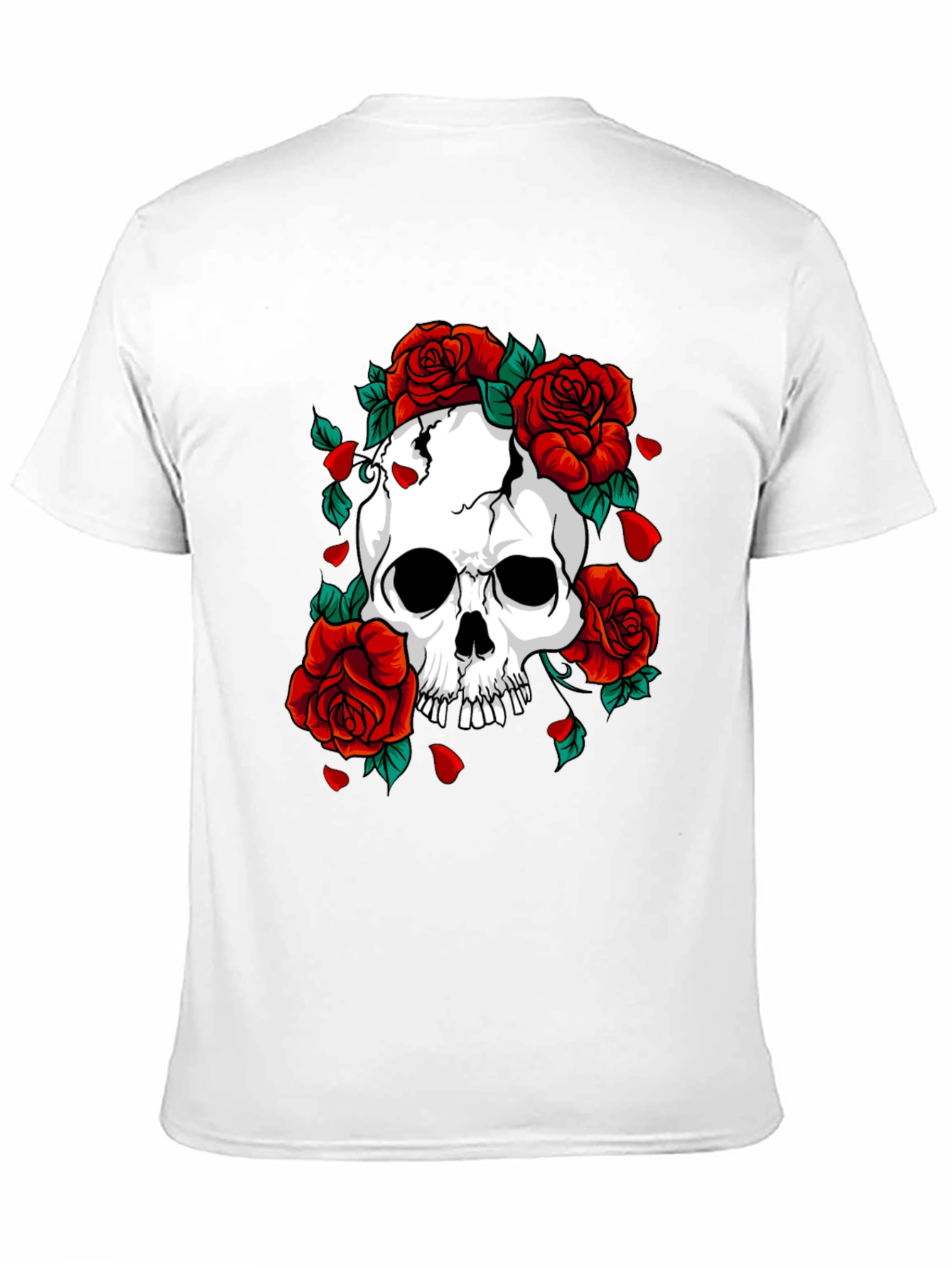 Skull & Roses Graphic Print Black T-Shirt
