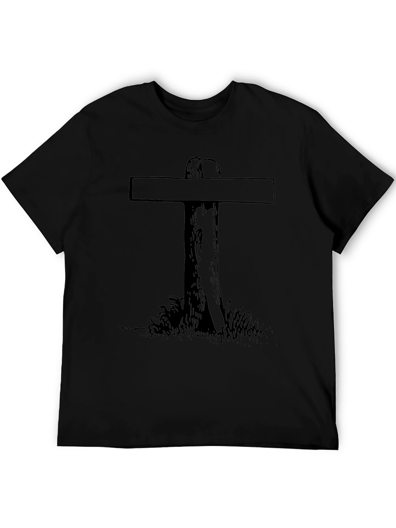 Rustic Cross Graphic T-Shirt - Soft Black Cotton Tee