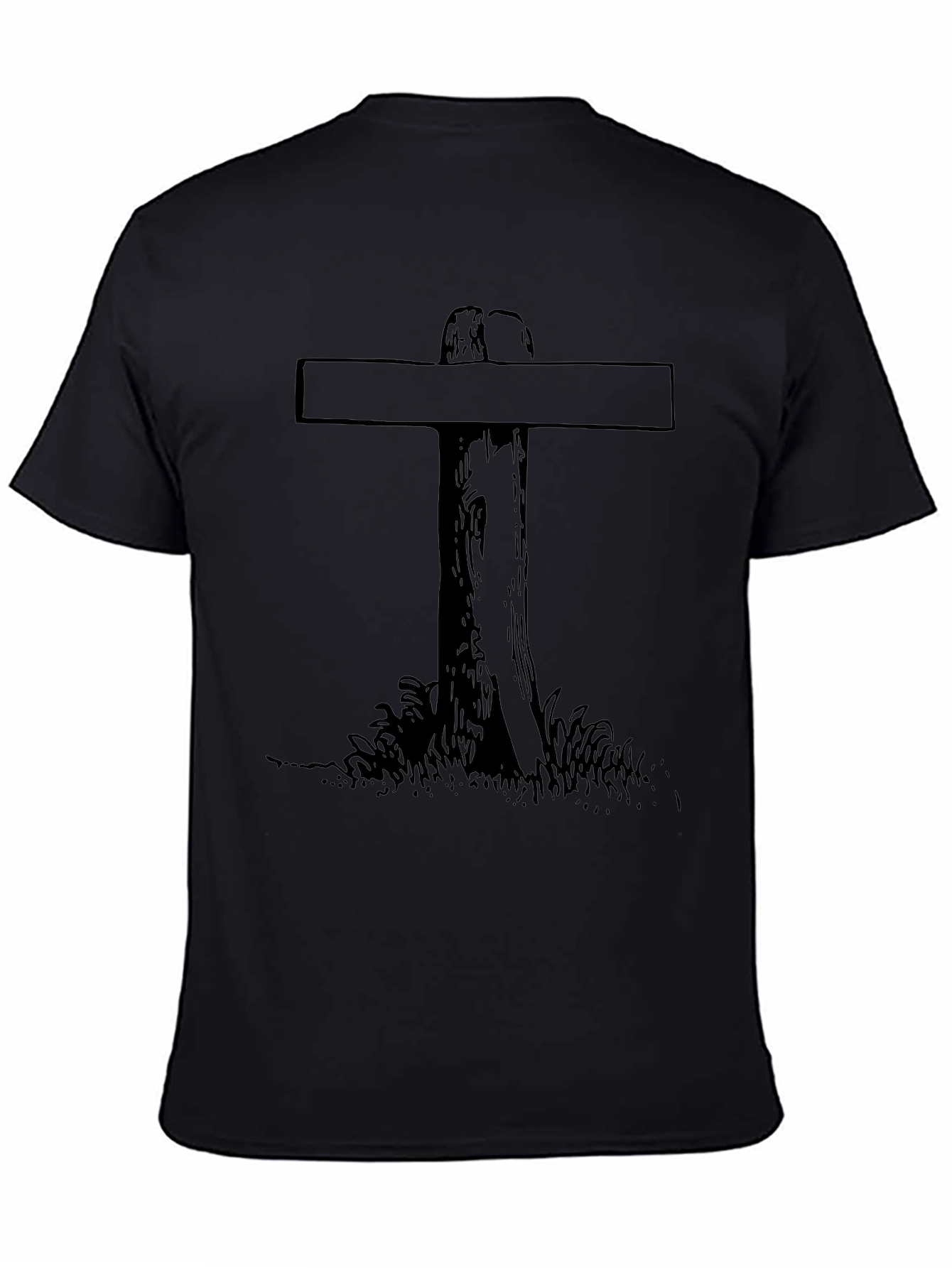 Rustic Cross Graphic T-Shirt - Soft Black Cotton Tee