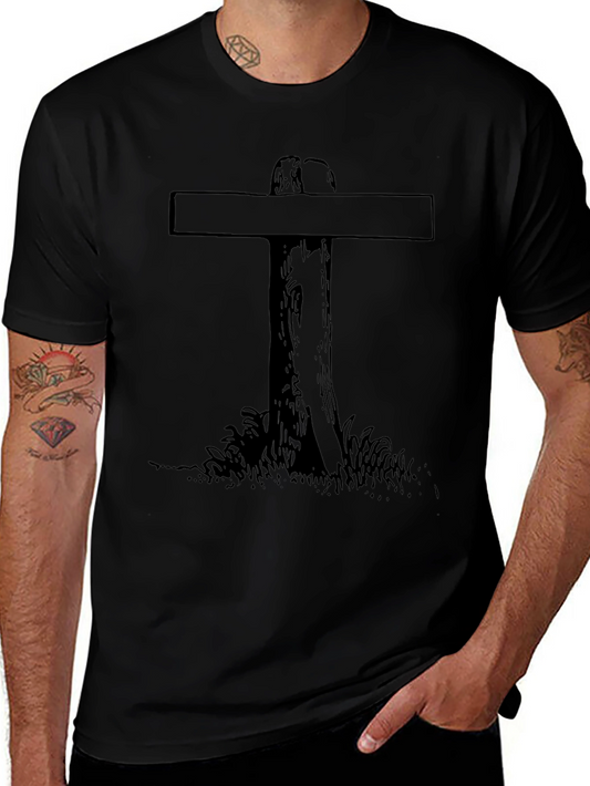 Rustic Cross Graphic T-Shirt - Soft Black Cotton Tee