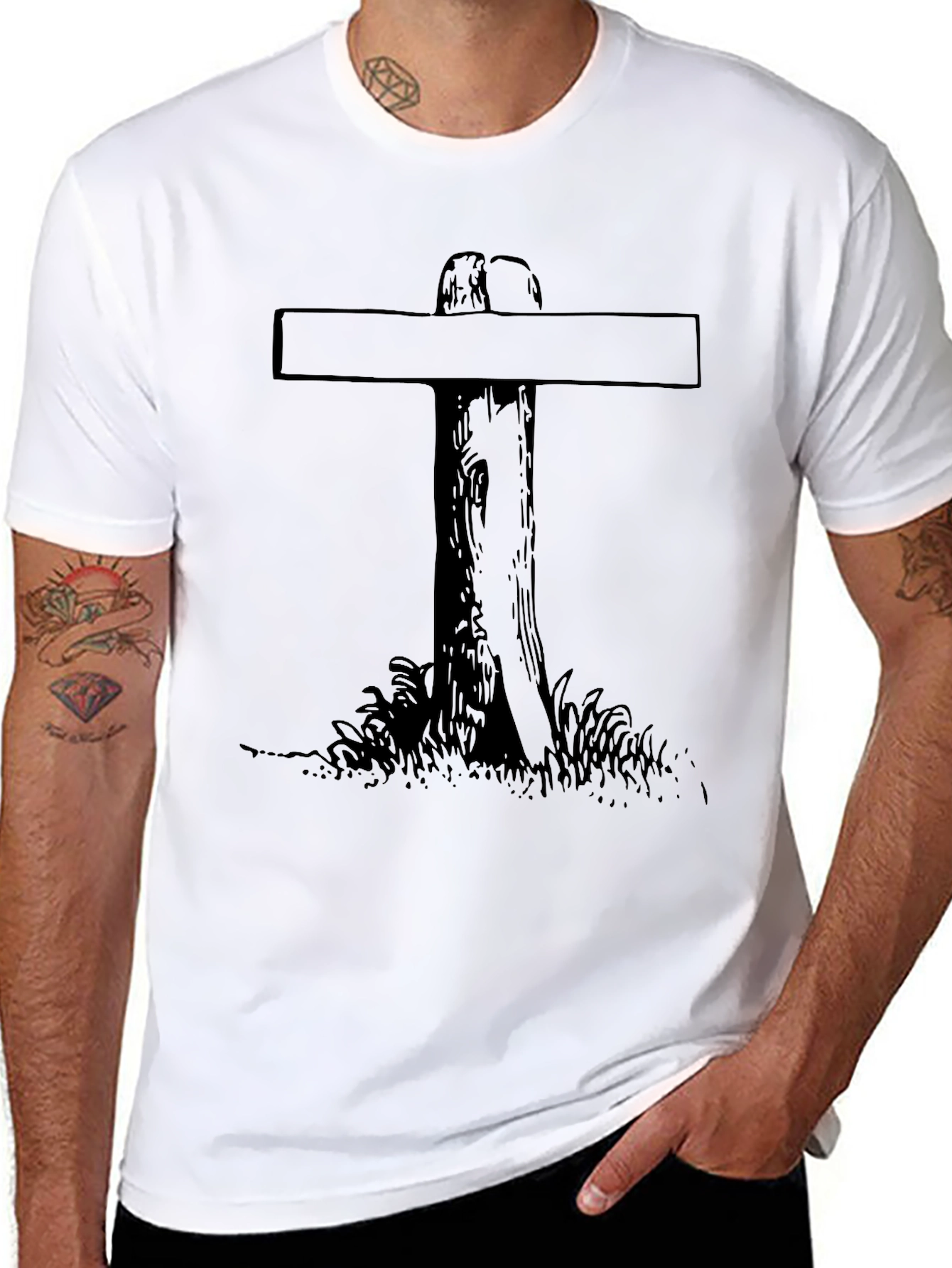 Rustic Cross Graphic T-Shirt - Soft Black Cotton Tee