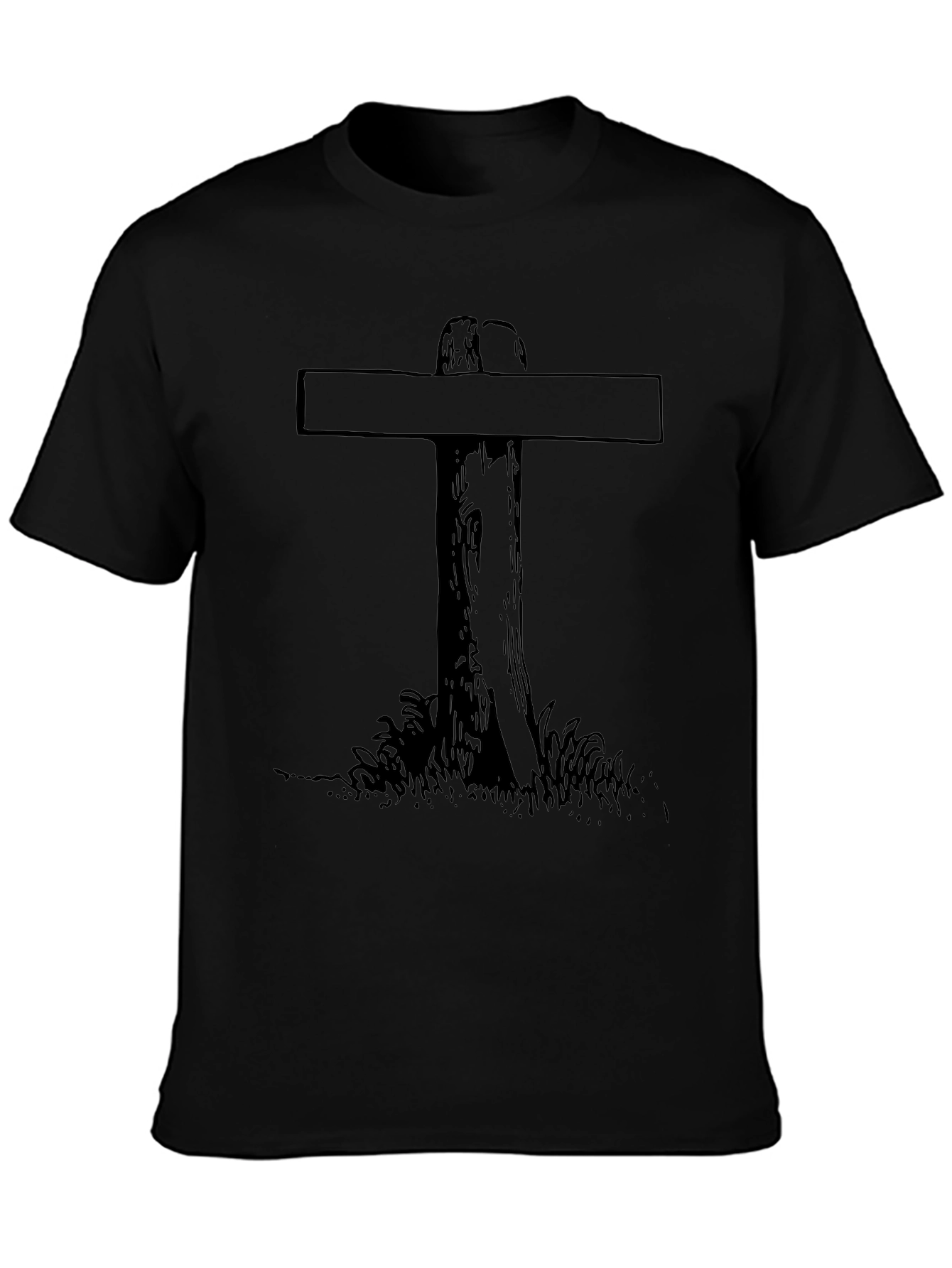 Rustic Cross Graphic T-Shirt - Soft Black Cotton Tee