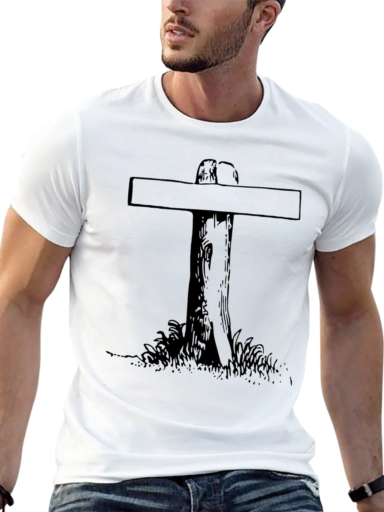 Rustic Cross Graphic T-Shirt - Soft Black Cotton Tee