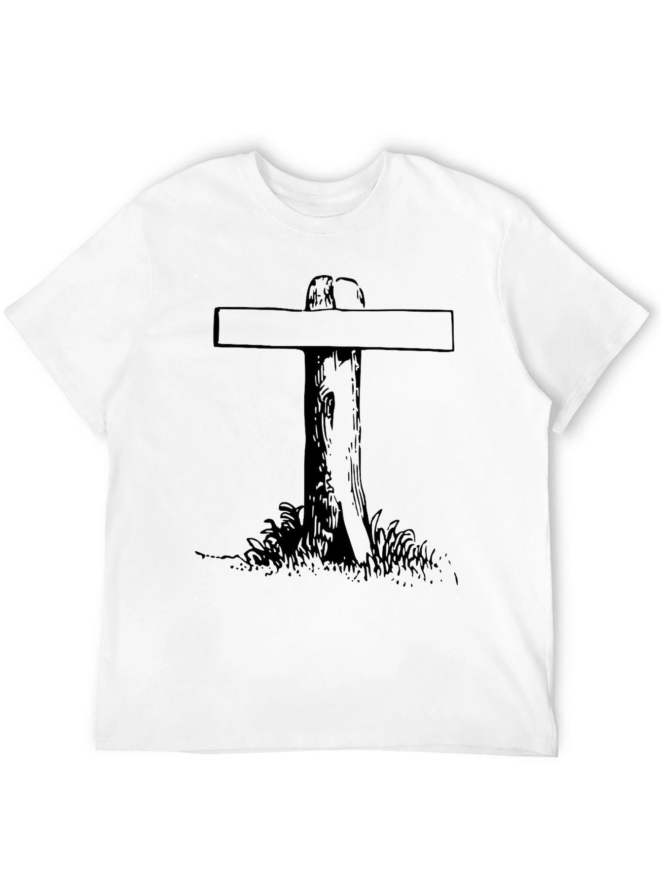 Rustic Cross Graphic T-Shirt - Soft Black Cotton Tee