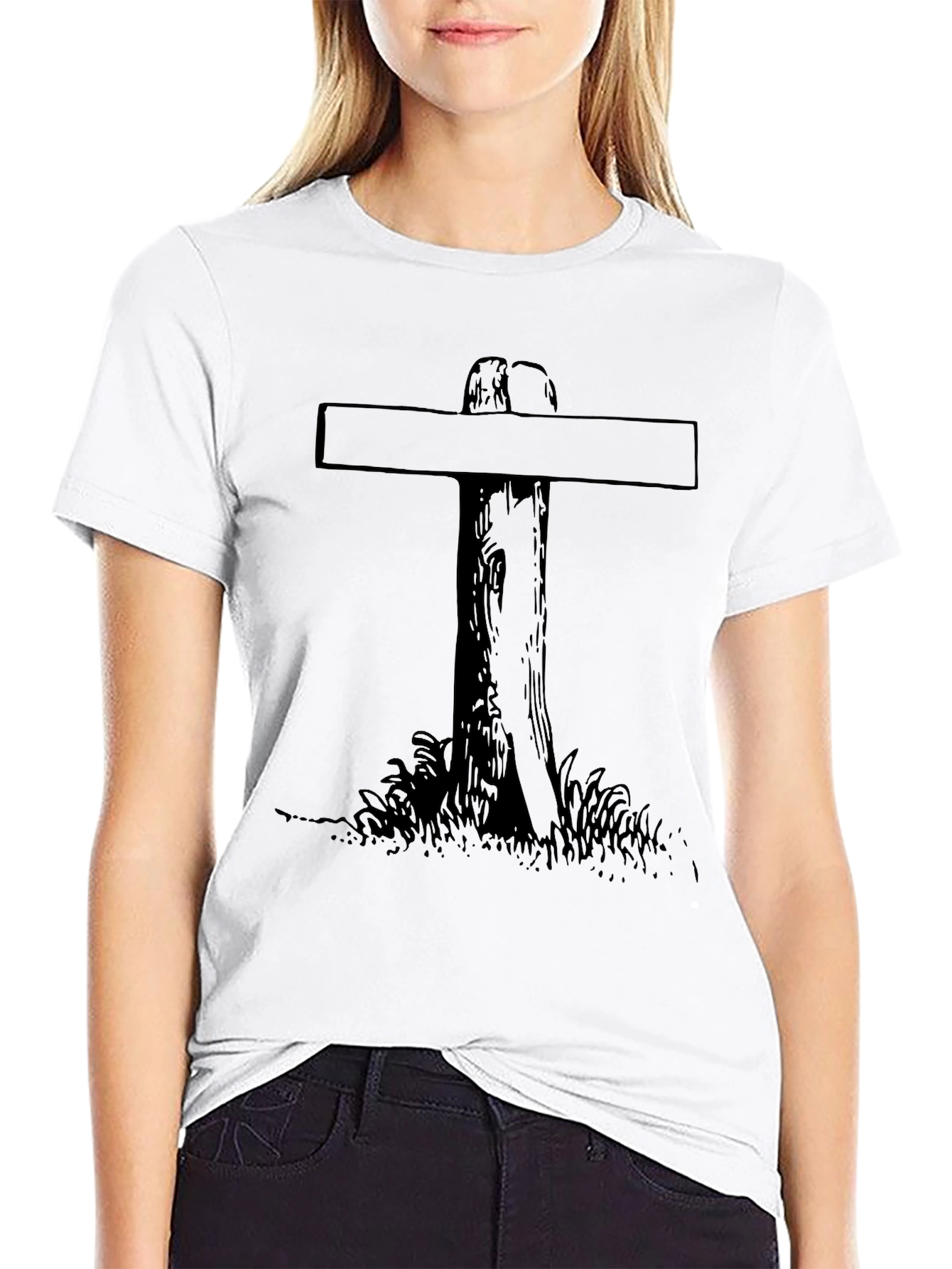 Rustic Cross Graphic T-Shirt - Soft Black Cotton Tee