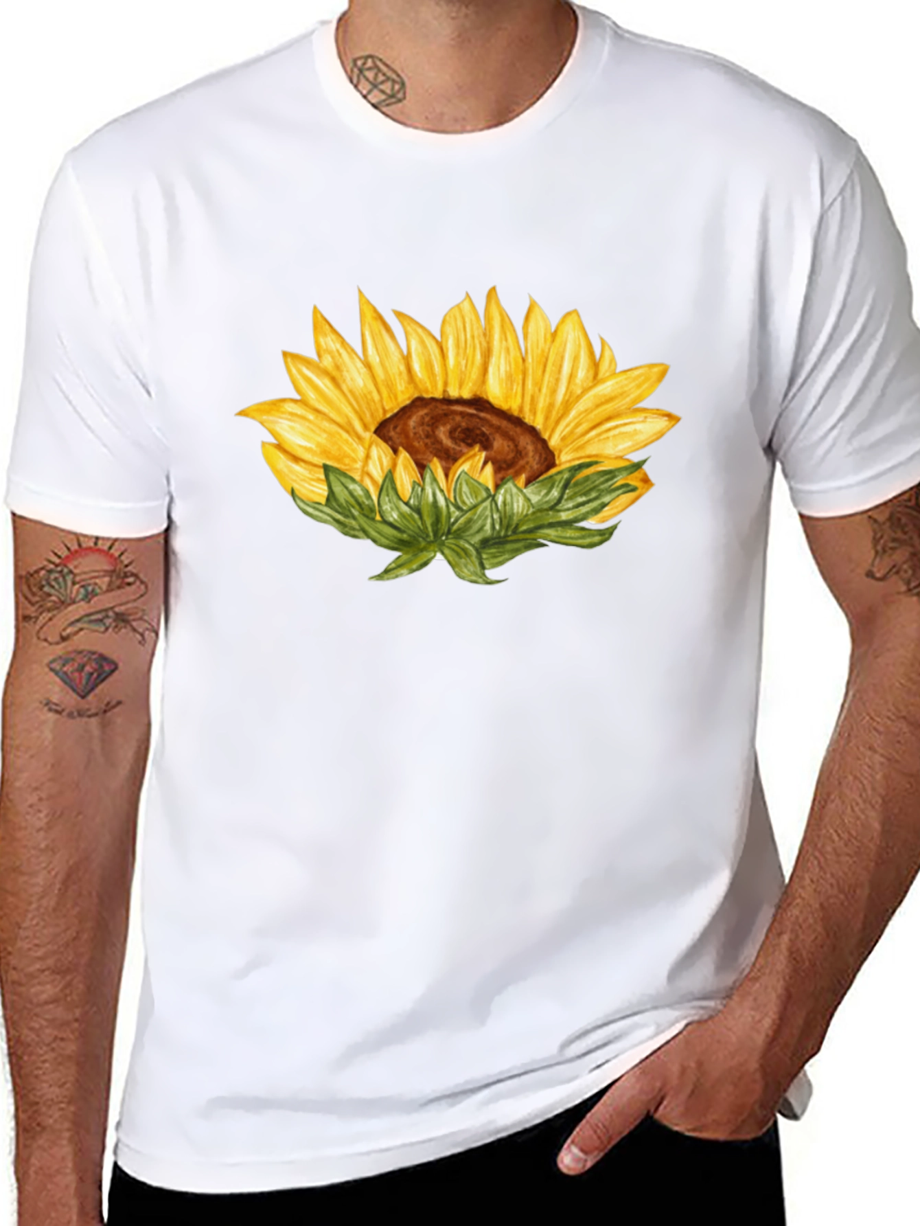 Sunflower Graphic T-Shirt - Casual Black Tee