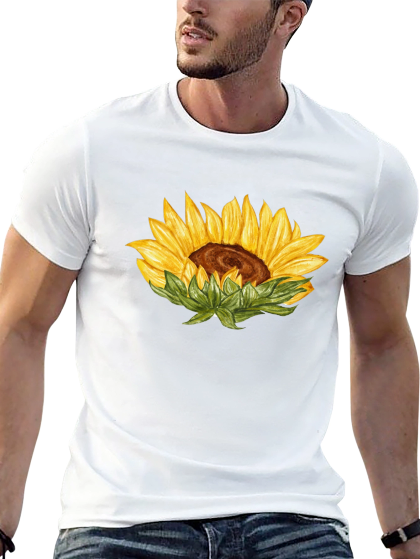 Sunflower Graphic T-Shirt - Casual Black Tee
