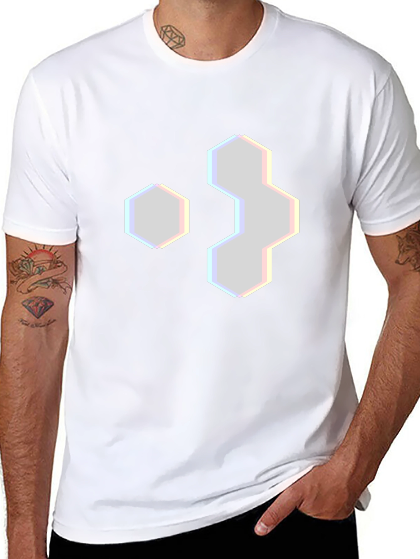Hexagon Graphic Tee - Modern Geometric Design