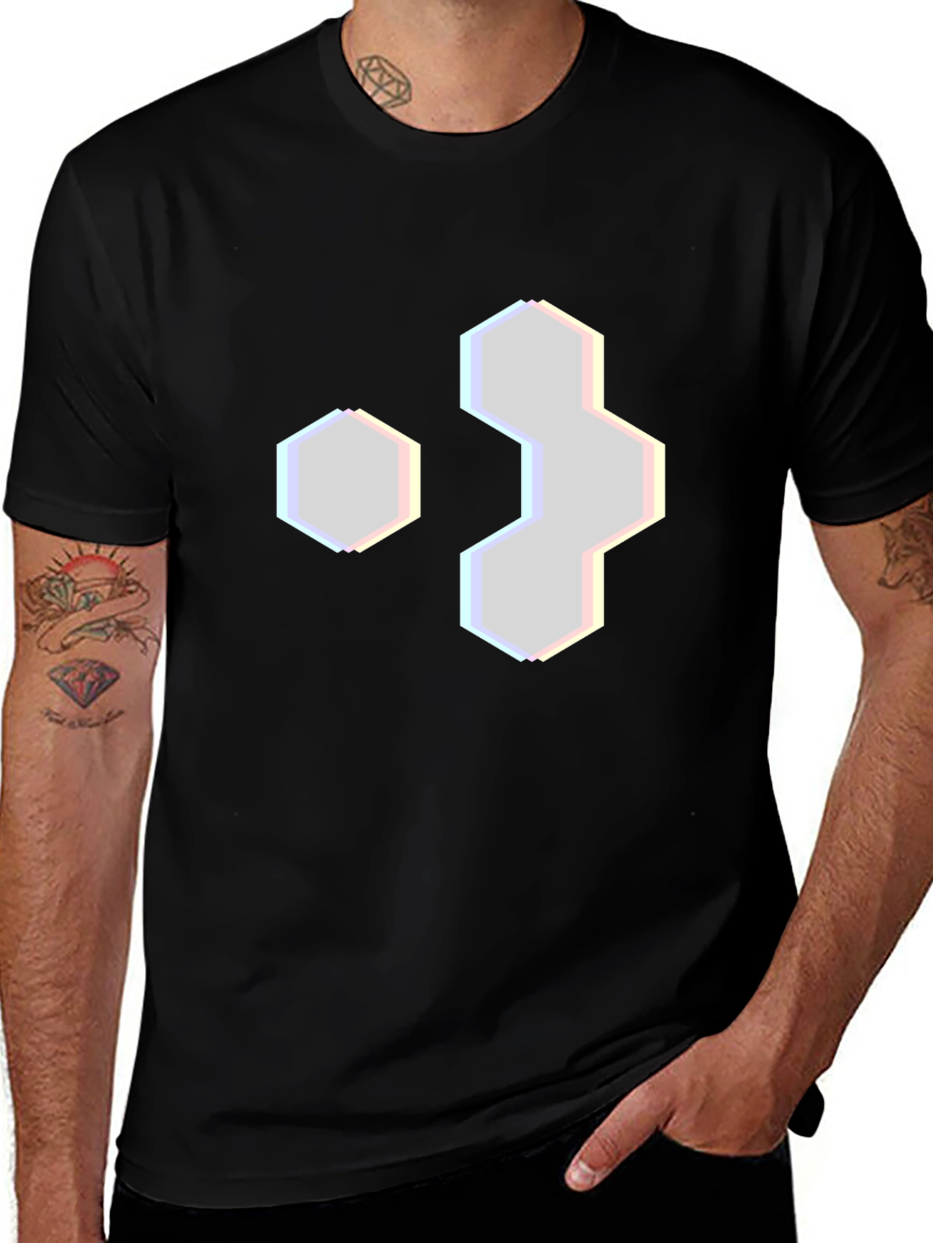 Hexagon Graphic Tee - Modern Geometric Design
