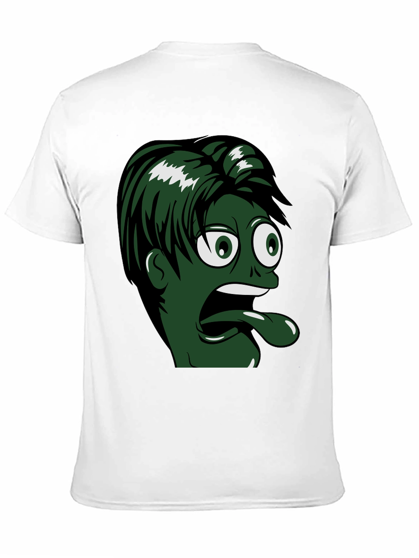 Cartoon Face T-Shirt - Green Tongue Black Tee
