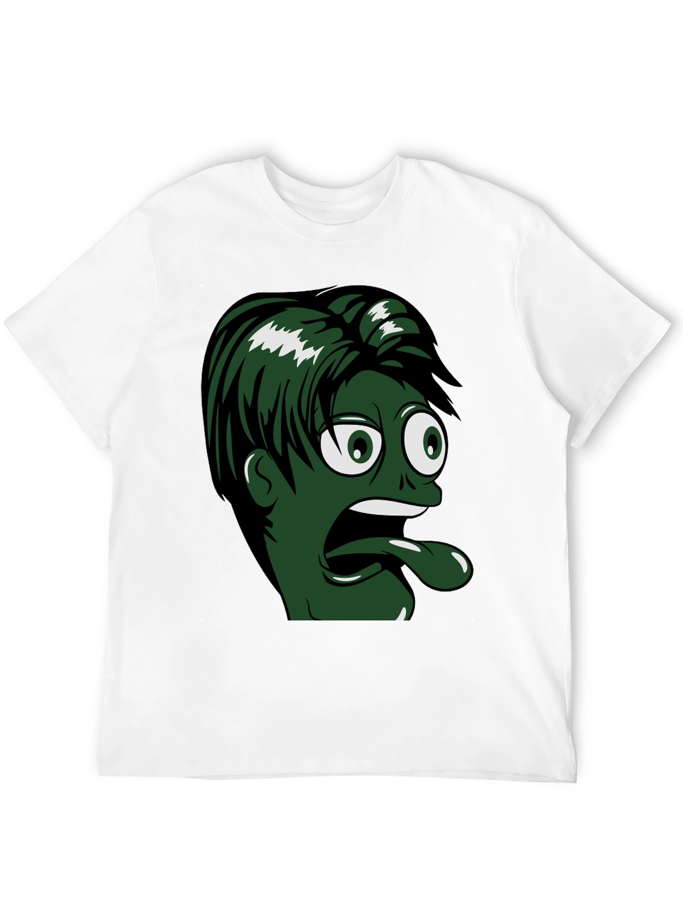 Cartoon Face T-Shirt - Green Tongue Black Tee