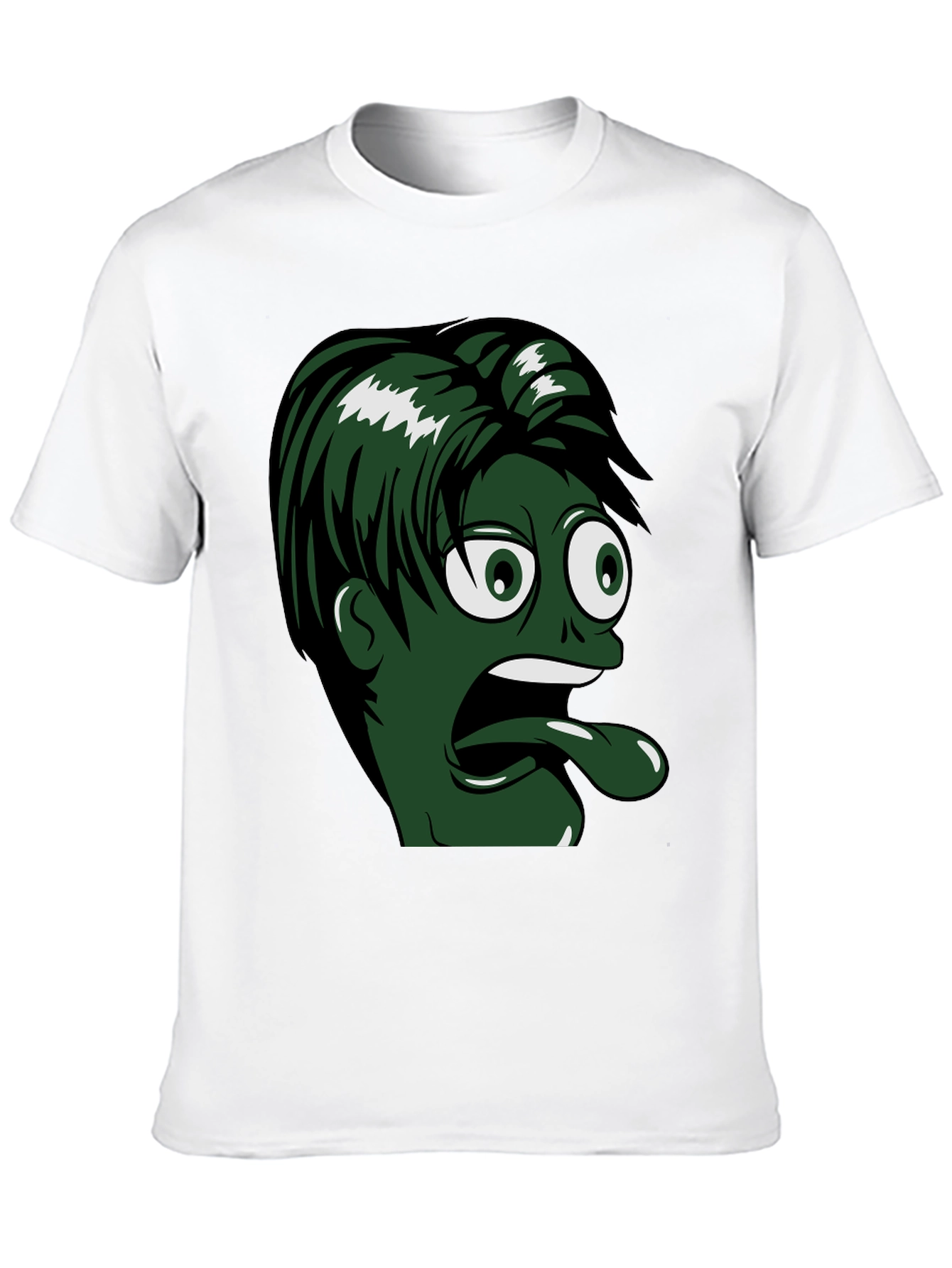 Cartoon Face T-Shirt - Green Tongue Black Tee