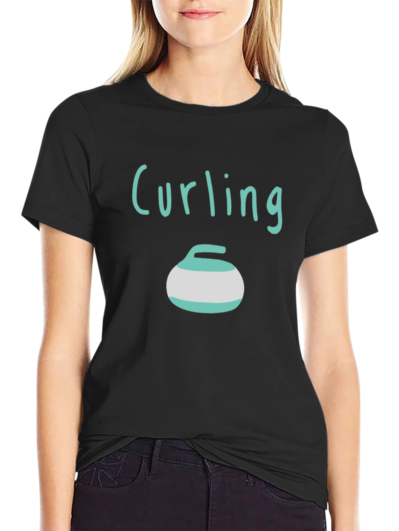 Curling Stone T-Shirt - Black Graphic Tee