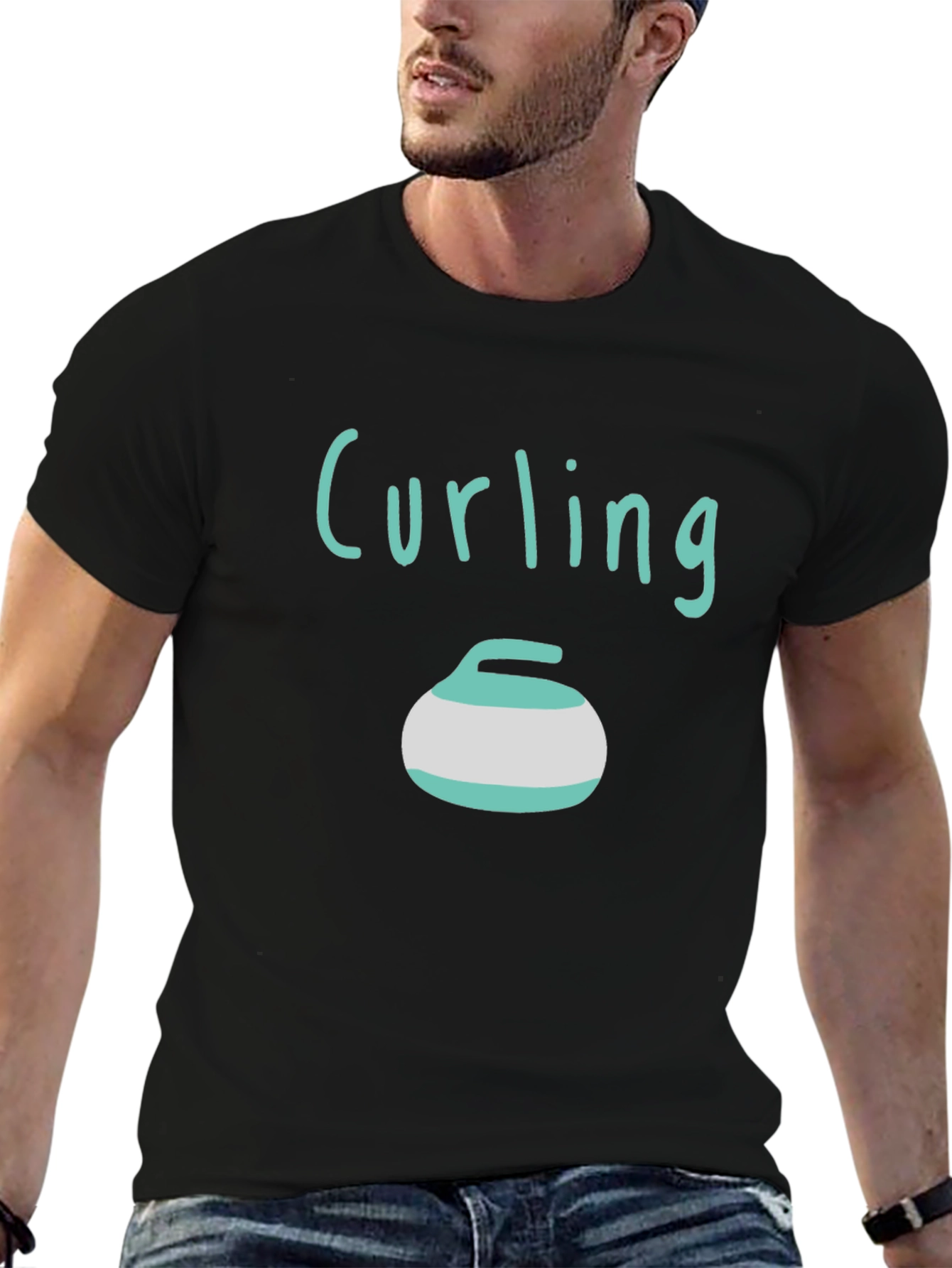 Curling Stone T-Shirt - Black Graphic Tee