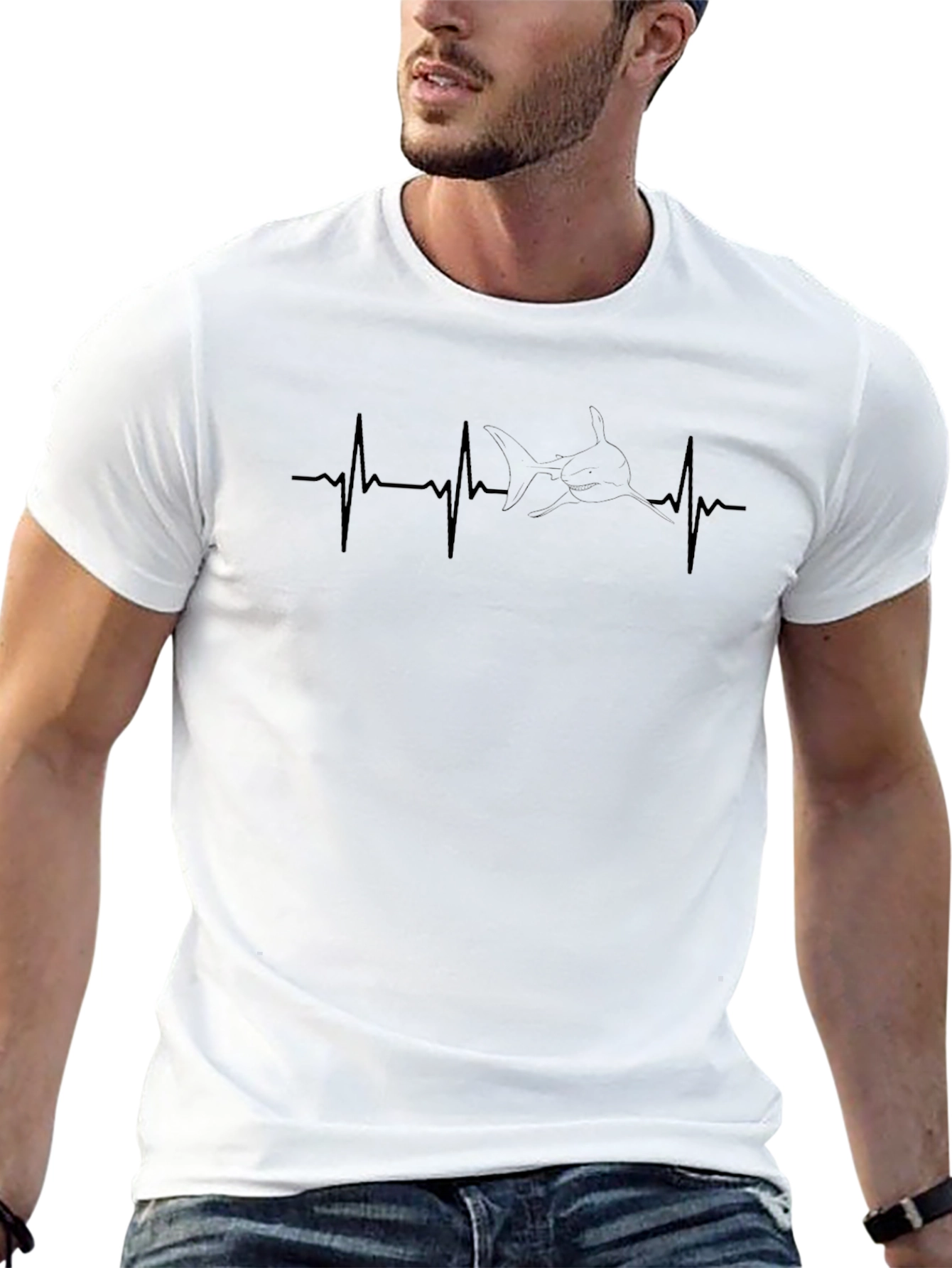 Shark Heartbeat T-Shirt - Black