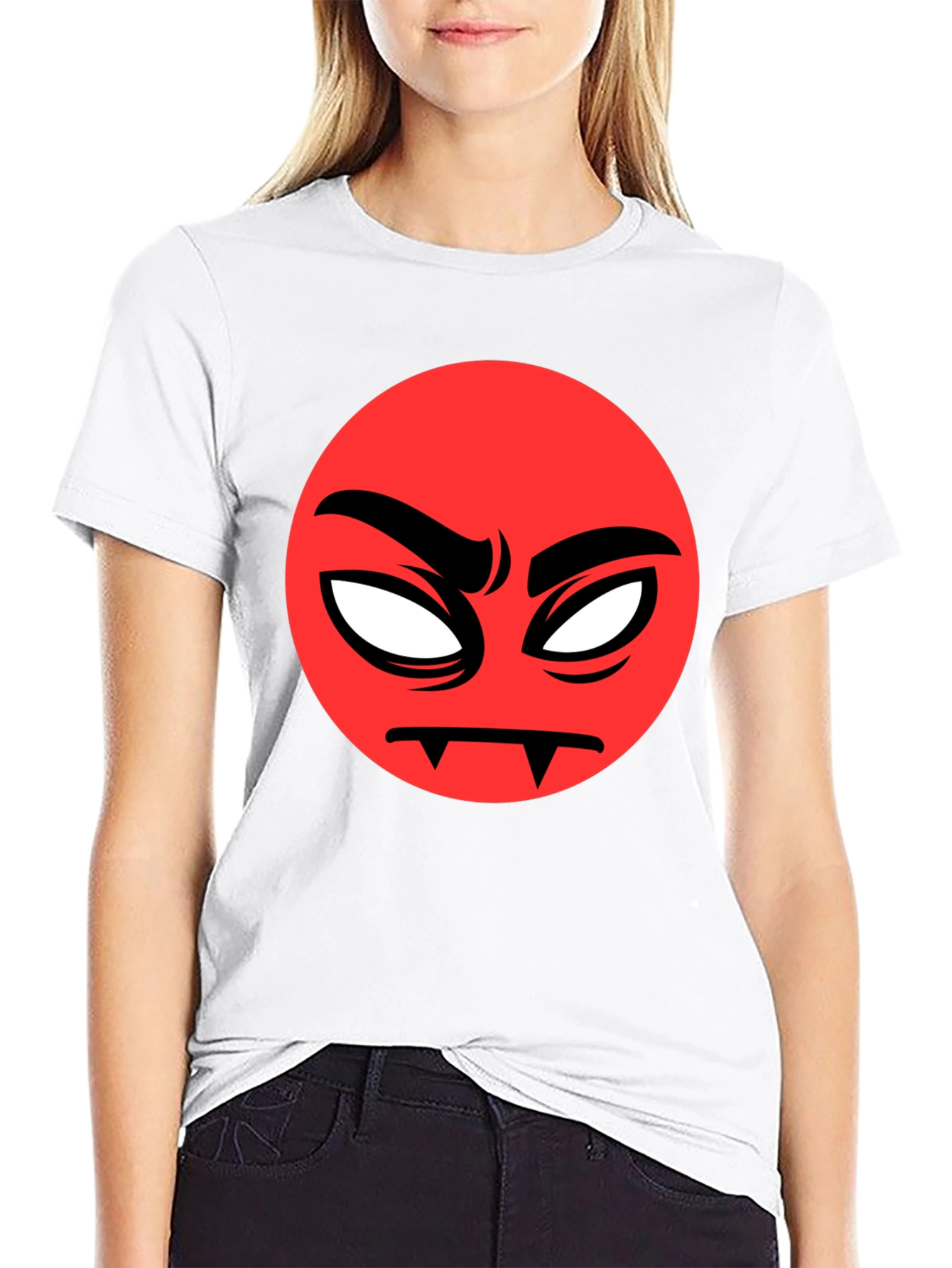Red Angry Emoji Graphic Black T-Shirt
