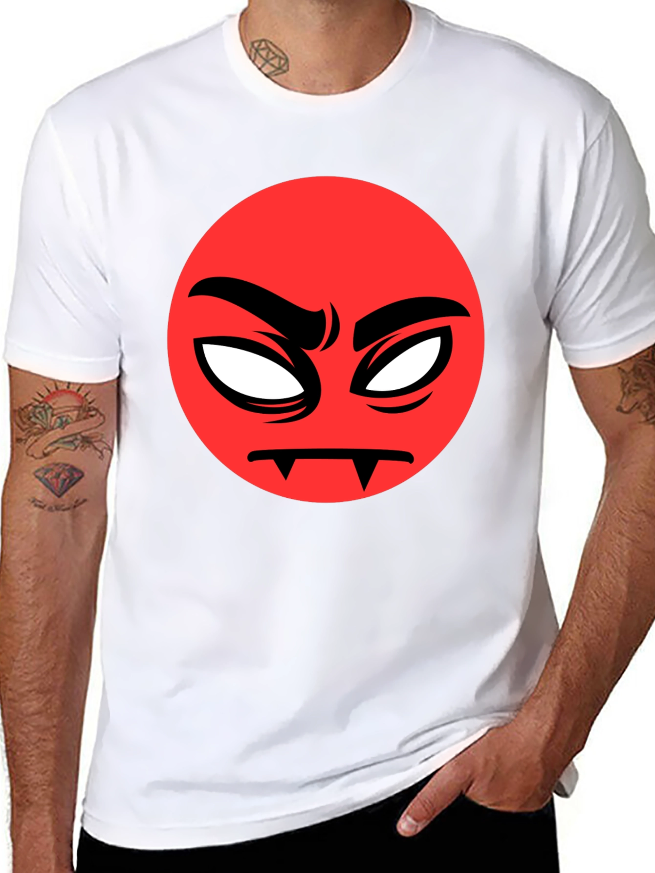 Red Angry Emoji Graphic Black T-Shirt