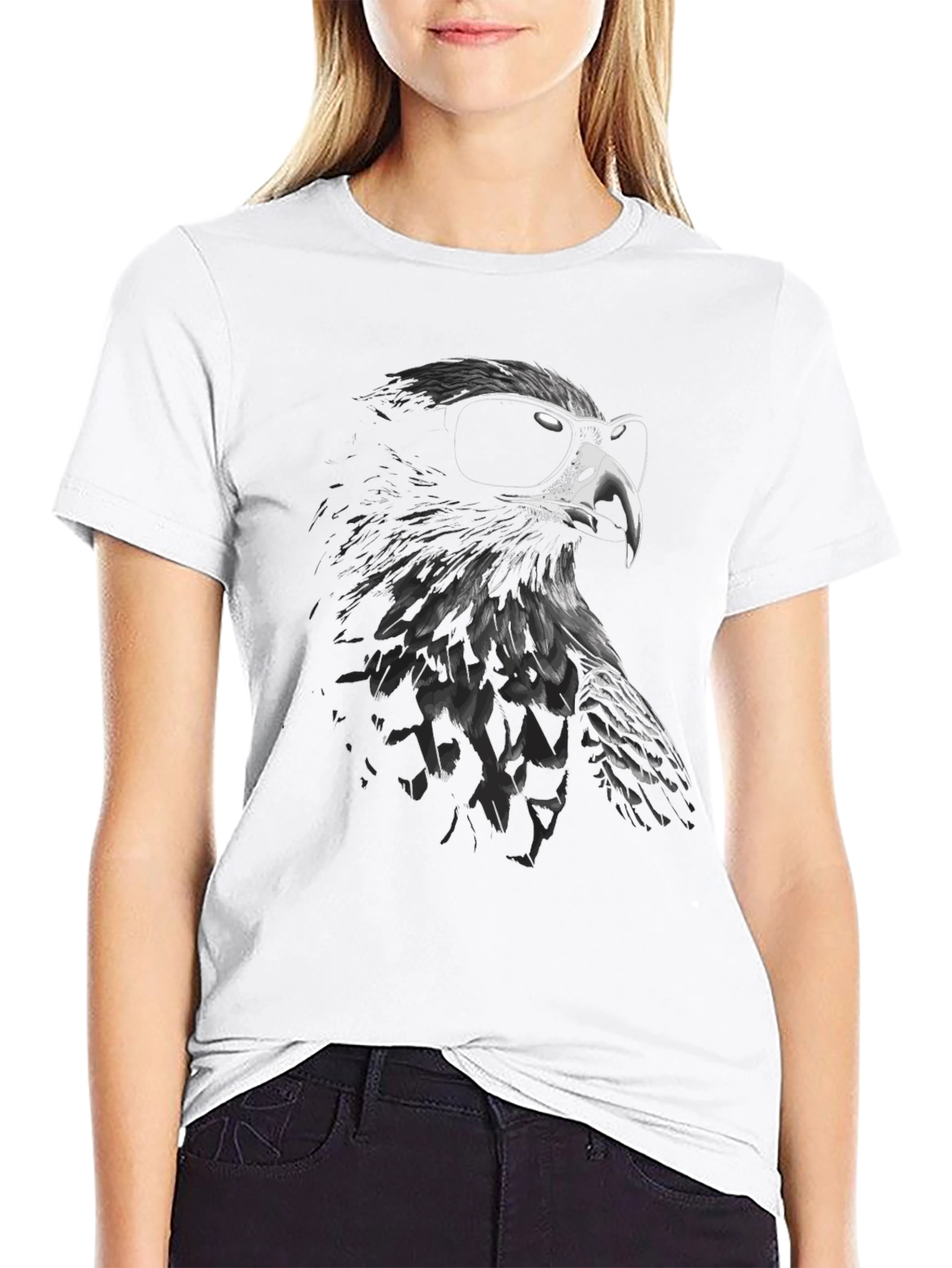 Cool Eagle Graphic Tee - Black Cotton Blend