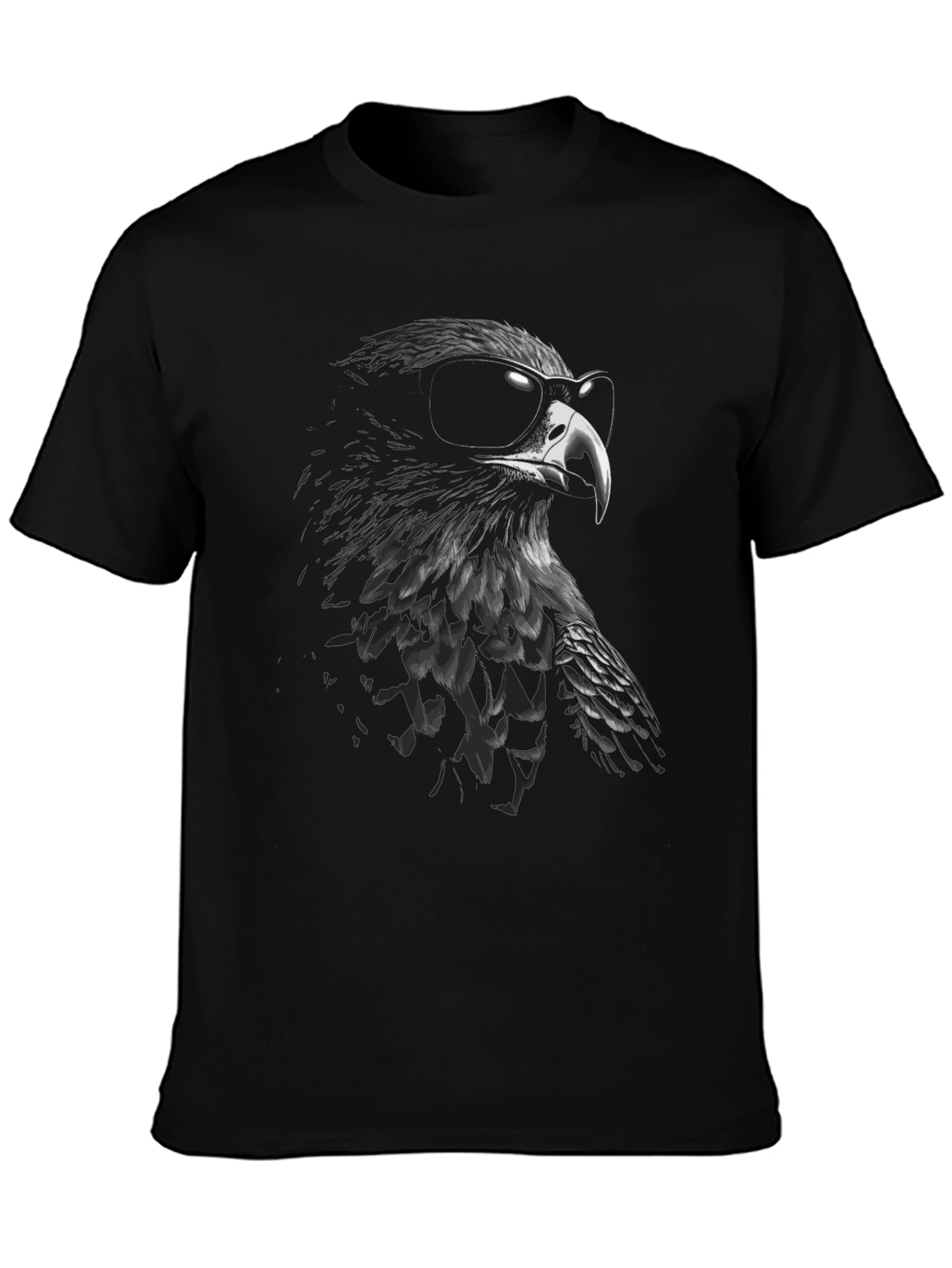 Cool Eagle Graphic Tee - Black Cotton Blend