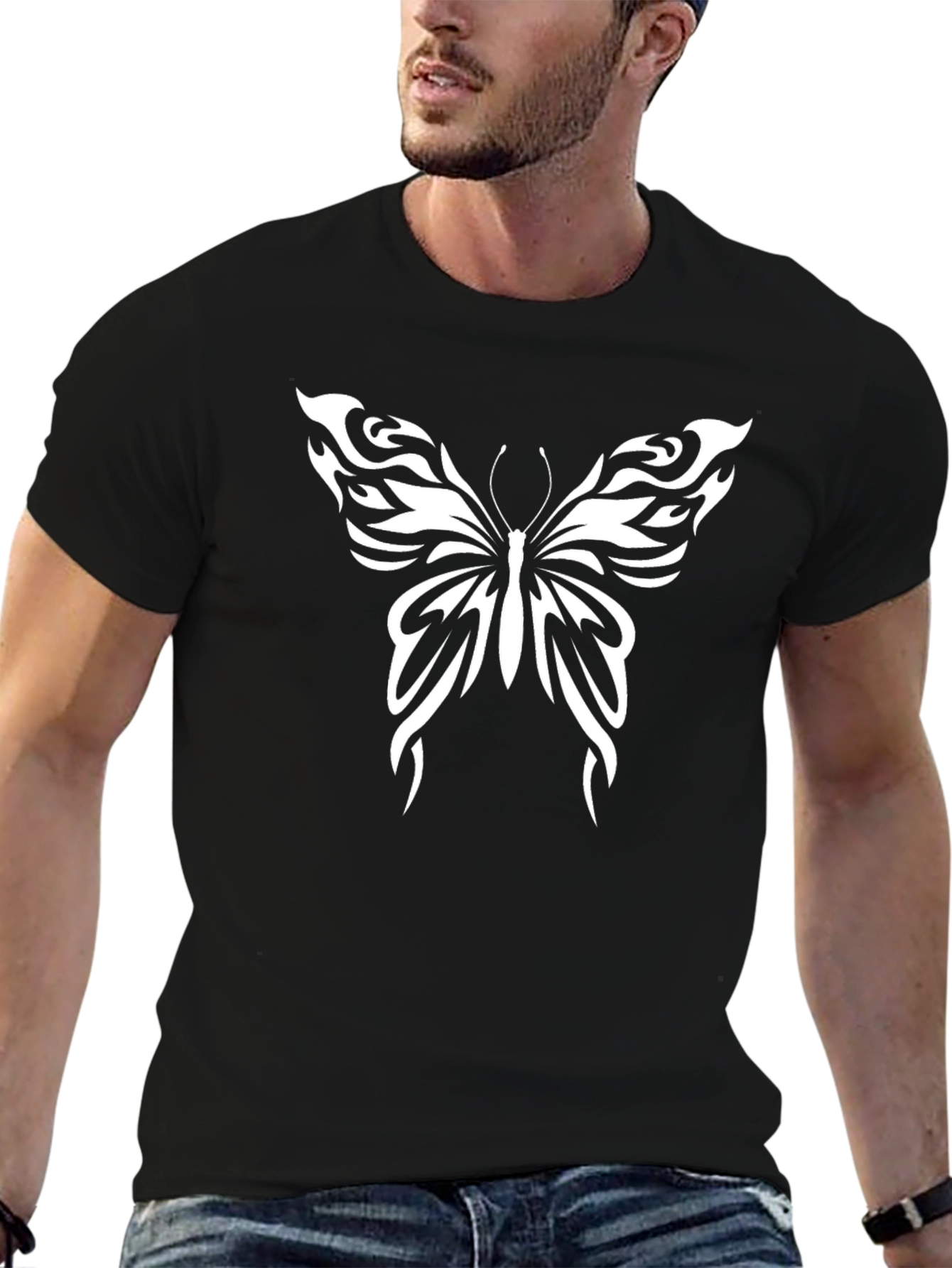 Butterfly Tattoo Graphic Black T-Shirt