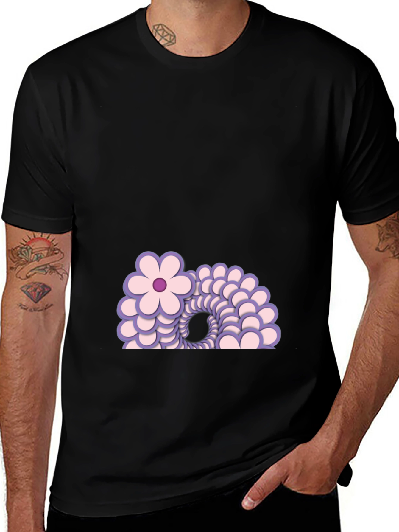 Floral Illusion Black T-Shirt