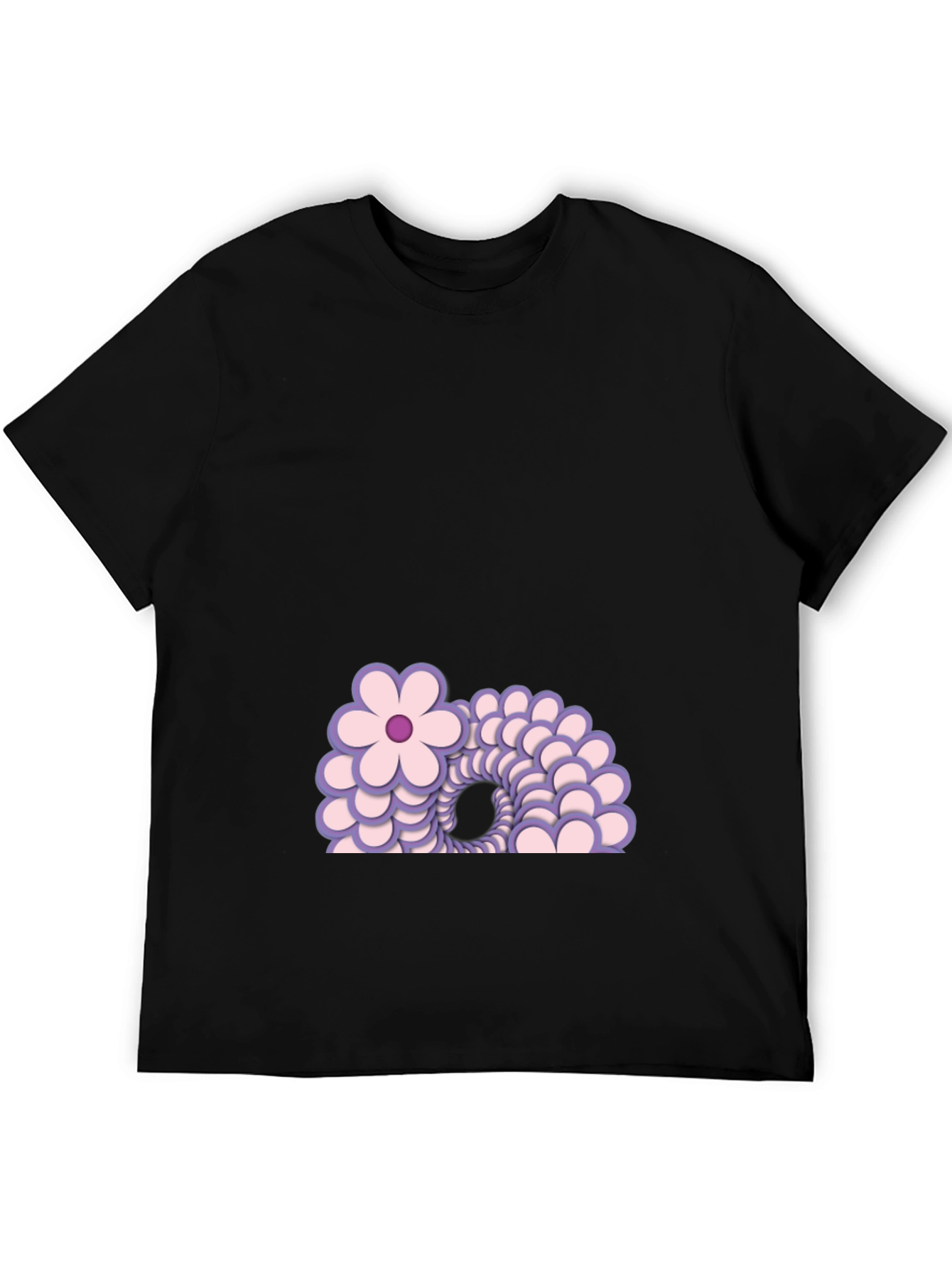 Floral Illusion Black T-Shirt
