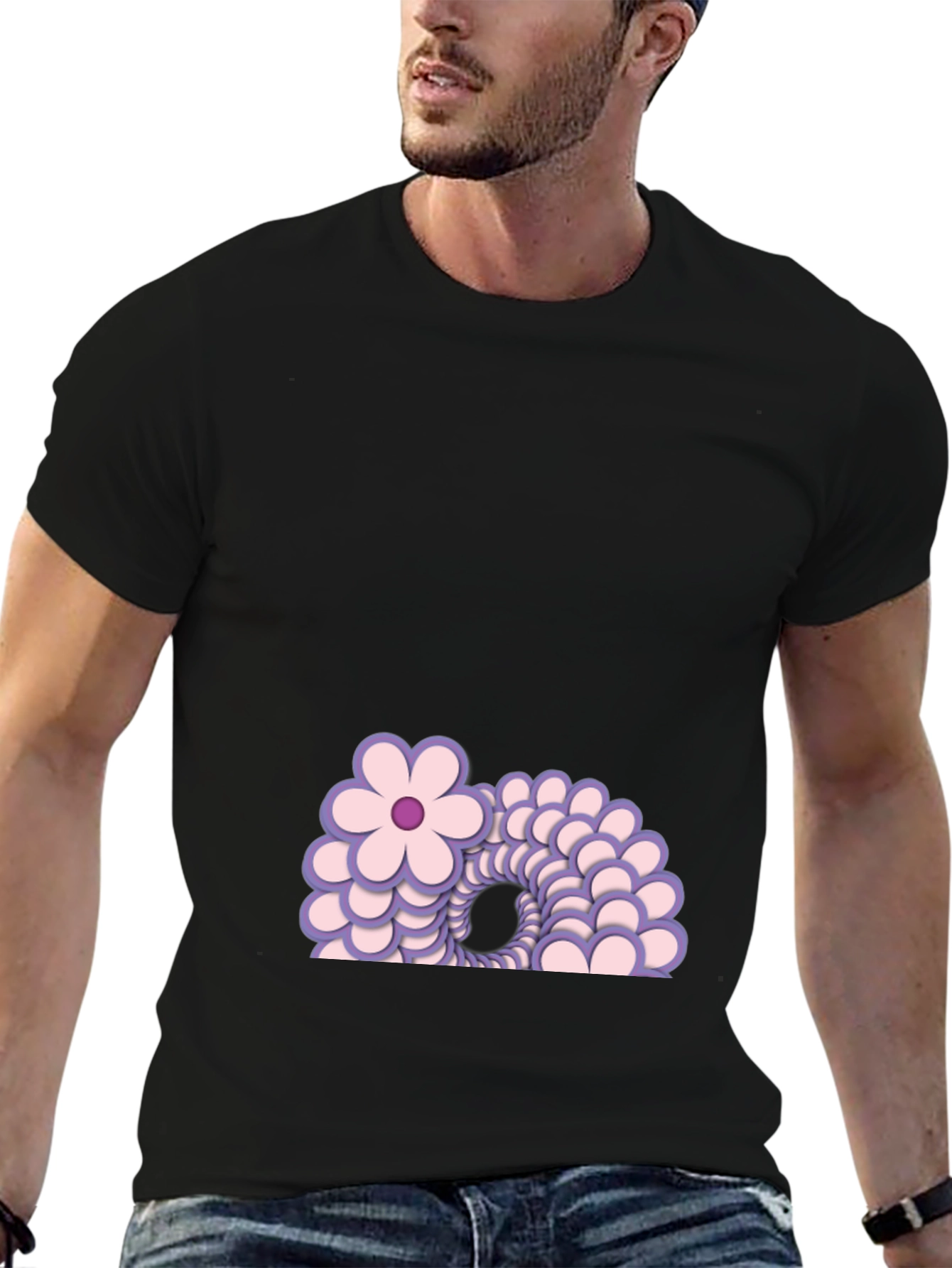 Floral Illusion Black T-Shirt