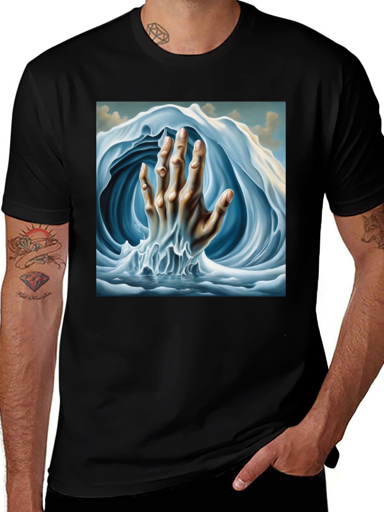 Surreal Wave Hand Graphic Tee
