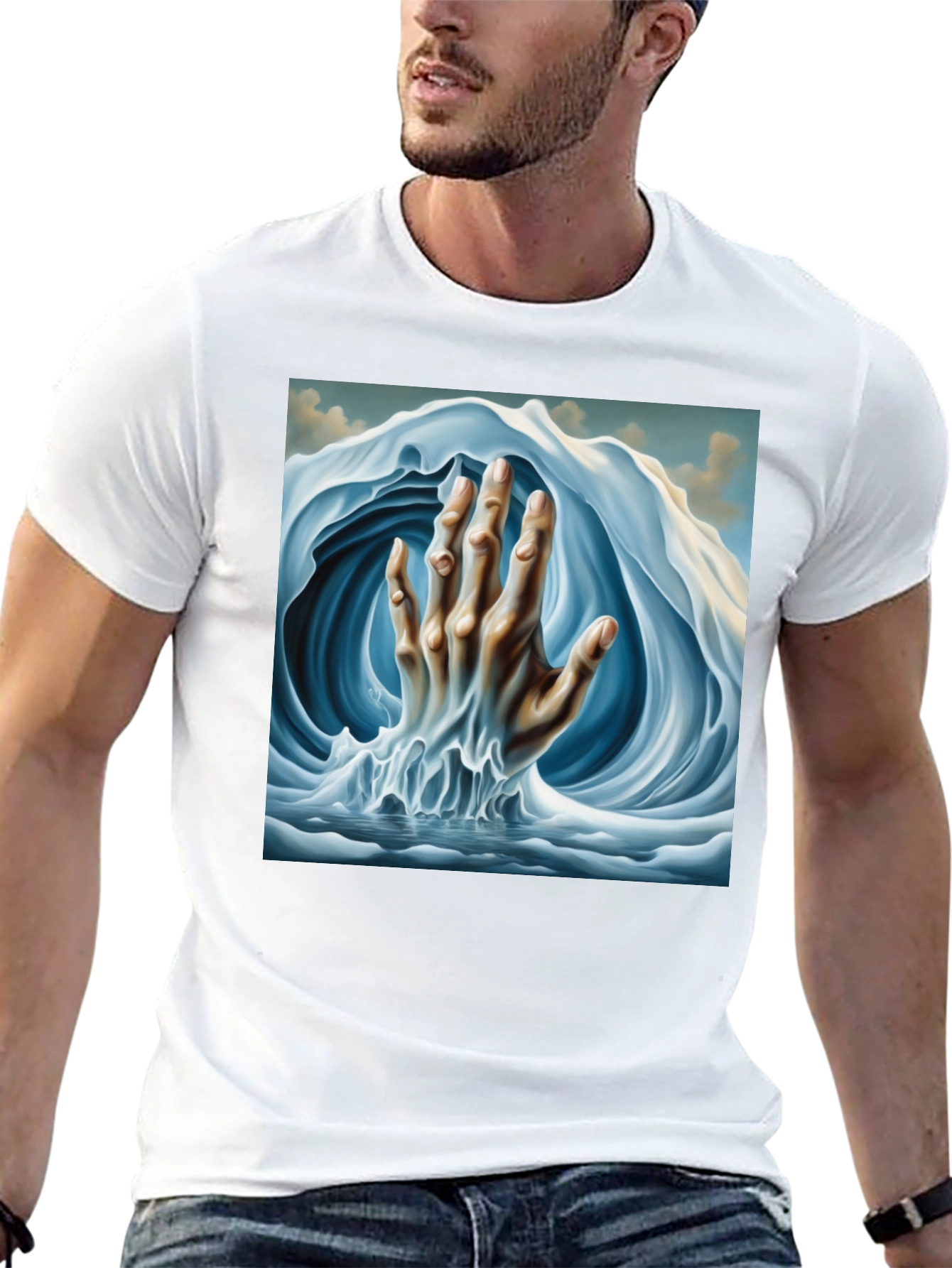 Surreal Wave Hand Graphic Tee