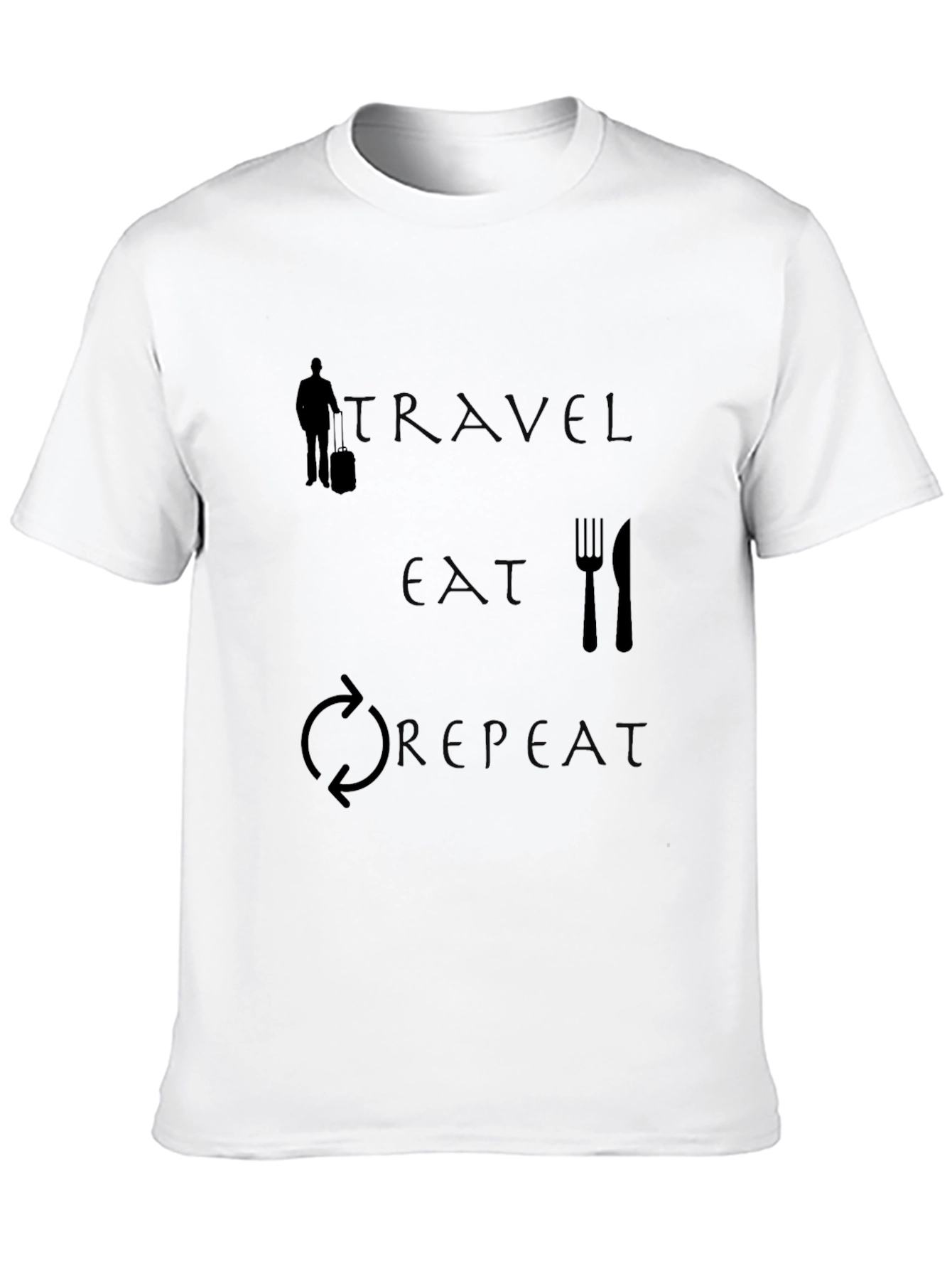 Travel Eat Repeat Graphic Tee - Black Cotton T-Shirt