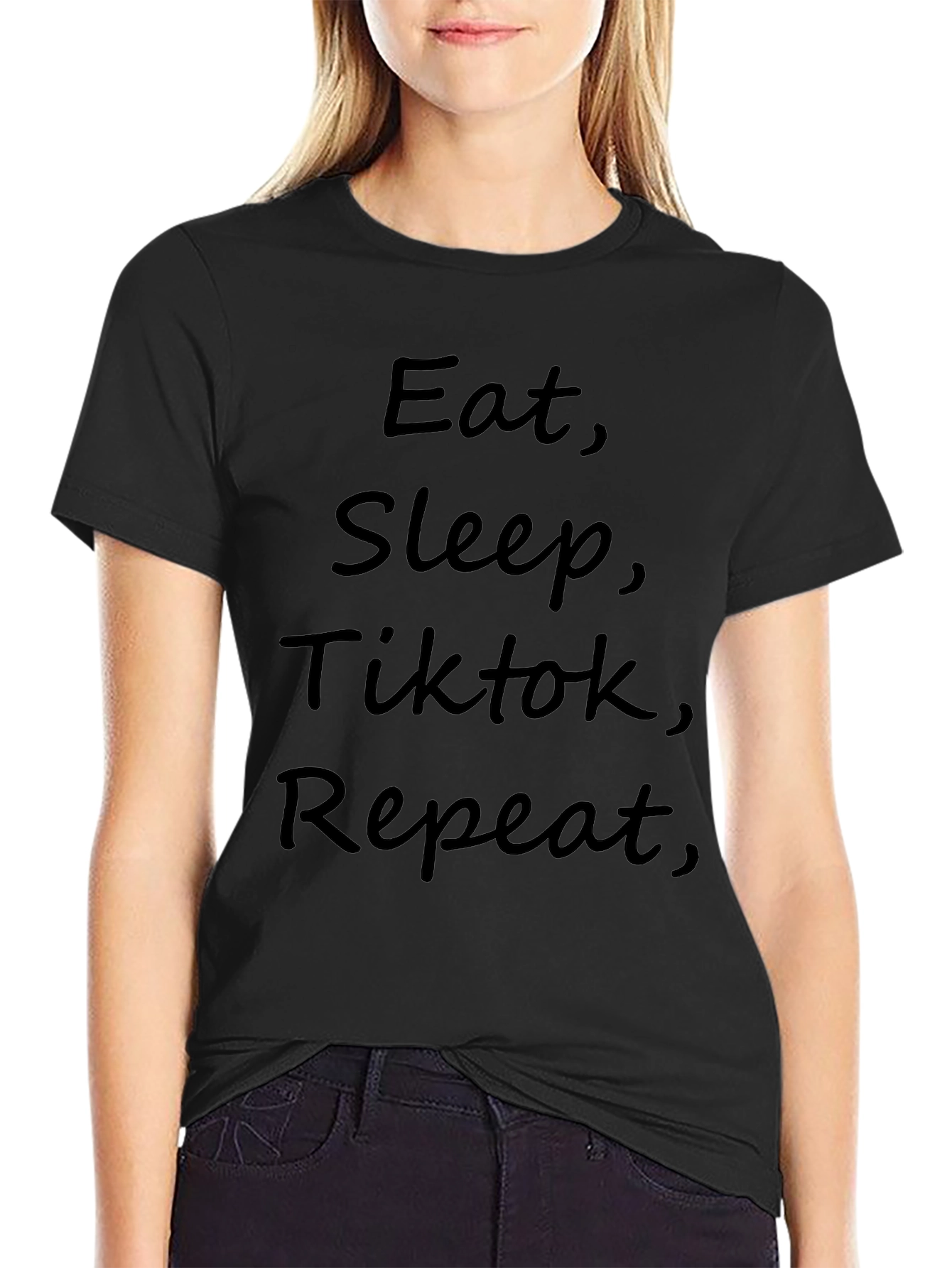 Eat Sleep TikTok Repeat Mens Black T-Shirt