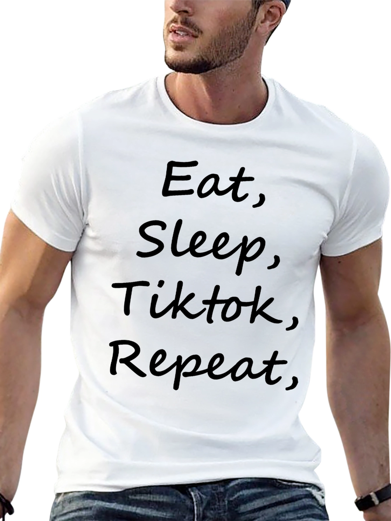 Eat Sleep TikTok Repeat Mens Black T-Shirt