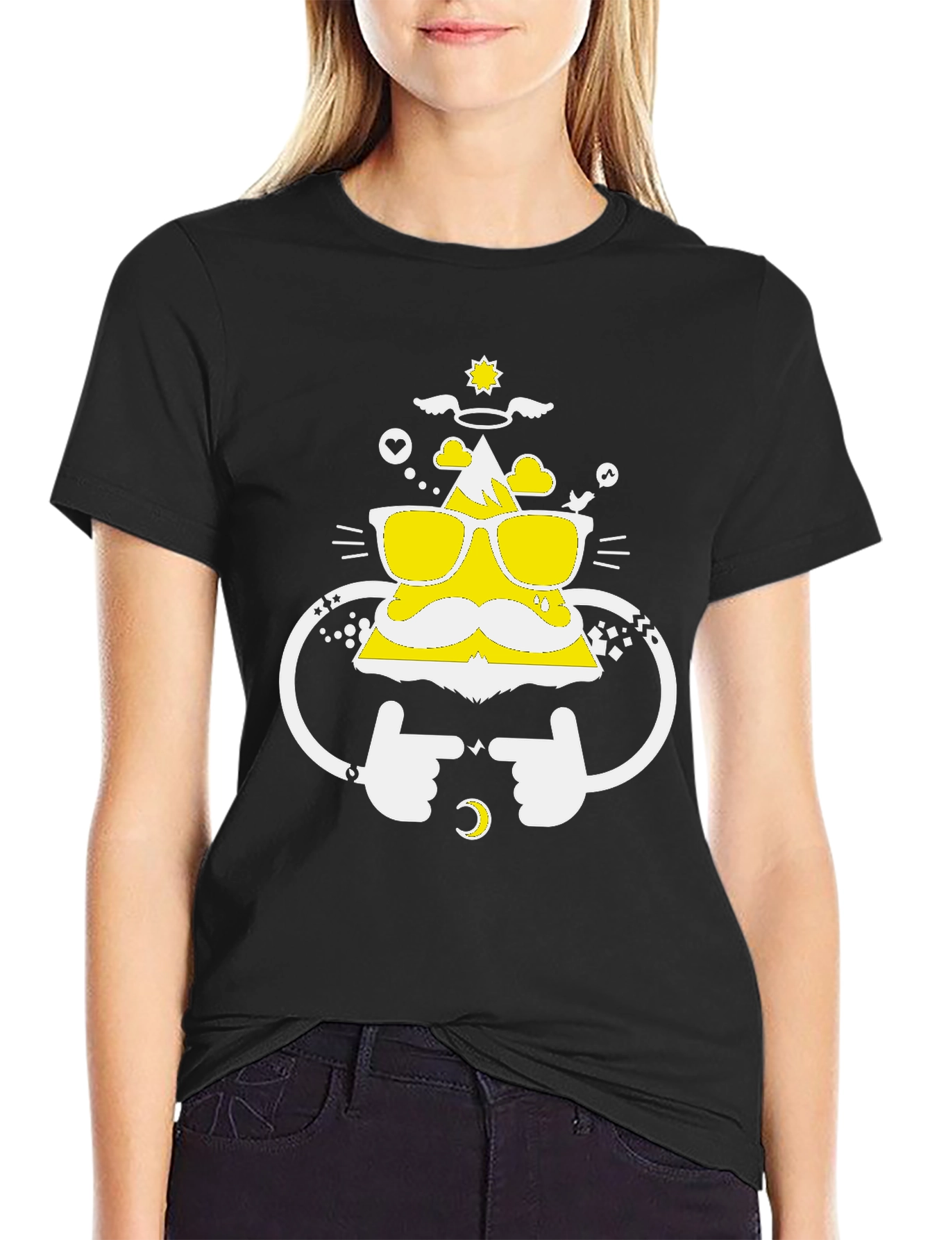 Funny Mountain Graphic Tee - Black Cotton T-Shirt