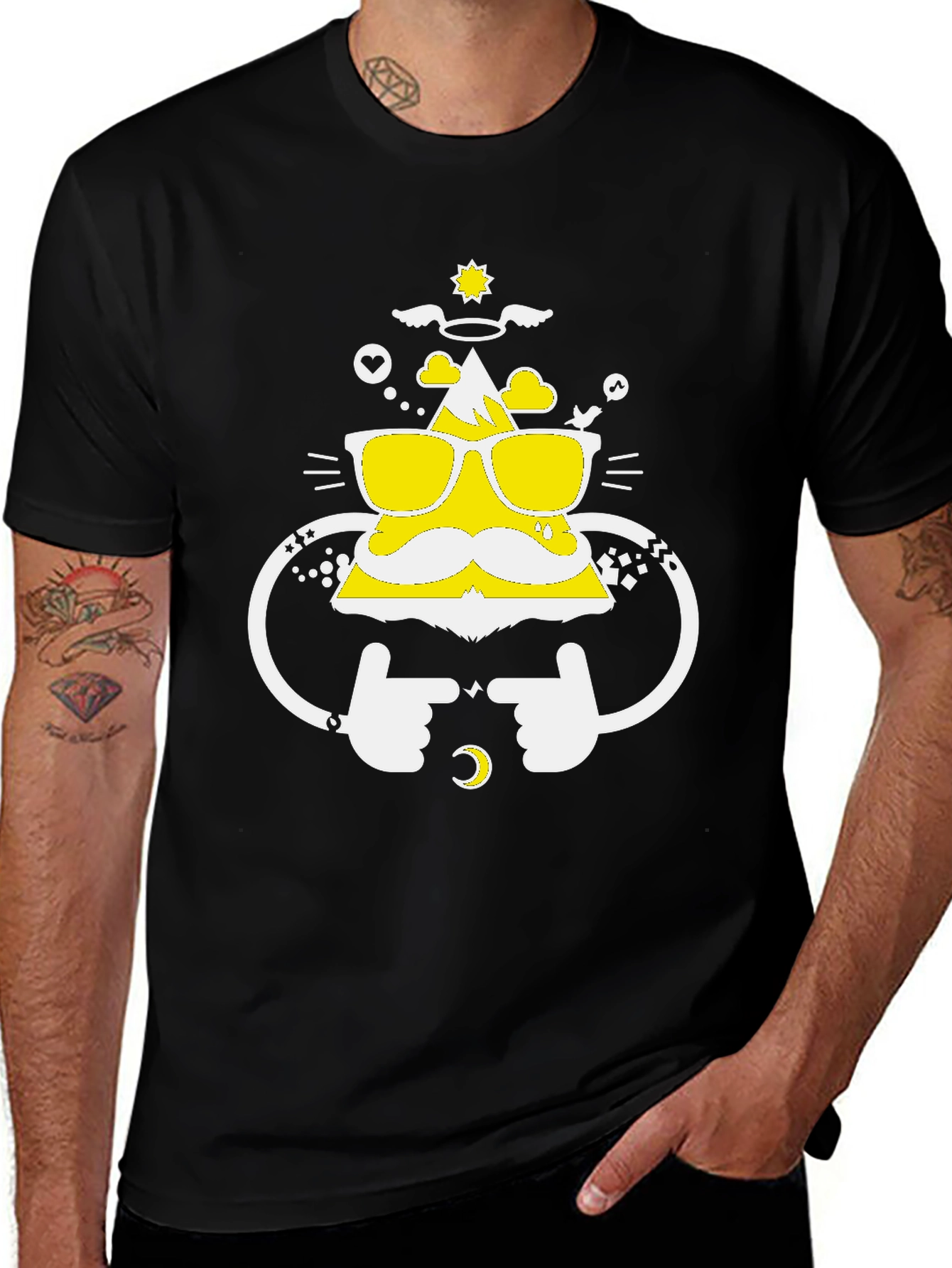 Funny Mountain Graphic Tee - Black Cotton T-Shirt