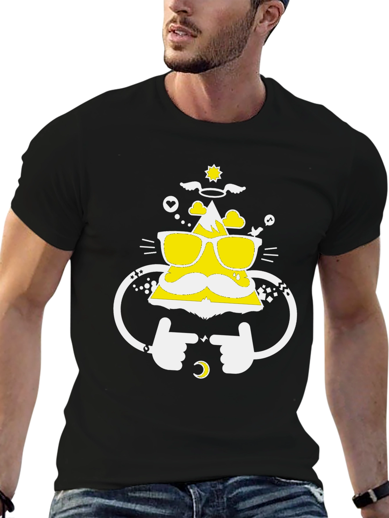 Funny Mountain Graphic Tee - Black Cotton T-Shirt