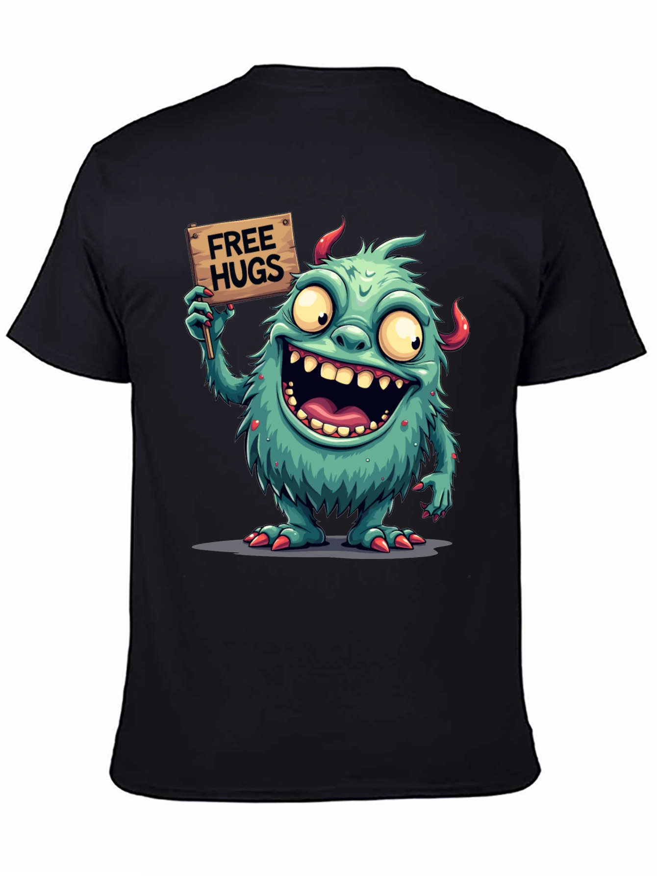 Monster Free Hugs Graphic Tee - Comfy Black T-Shirt