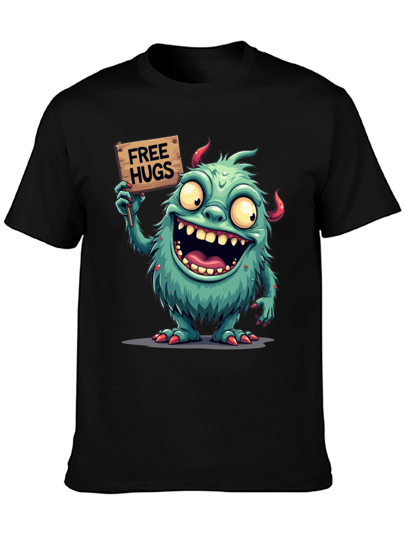 Monster Free Hugs Graphic Tee - Comfy Black T-Shirt
