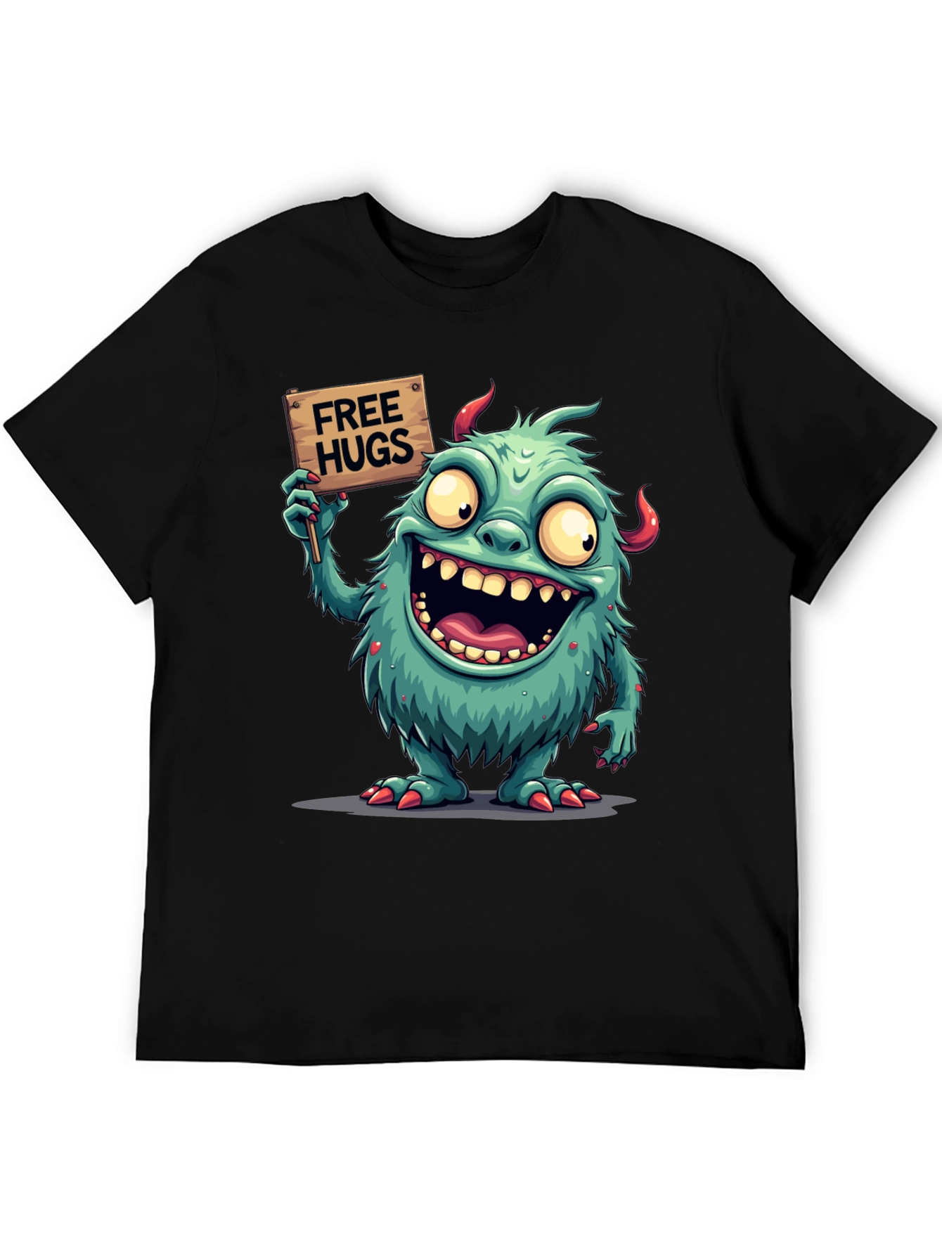 Monster Free Hugs Graphic Tee - Comfy Black T-Shirt