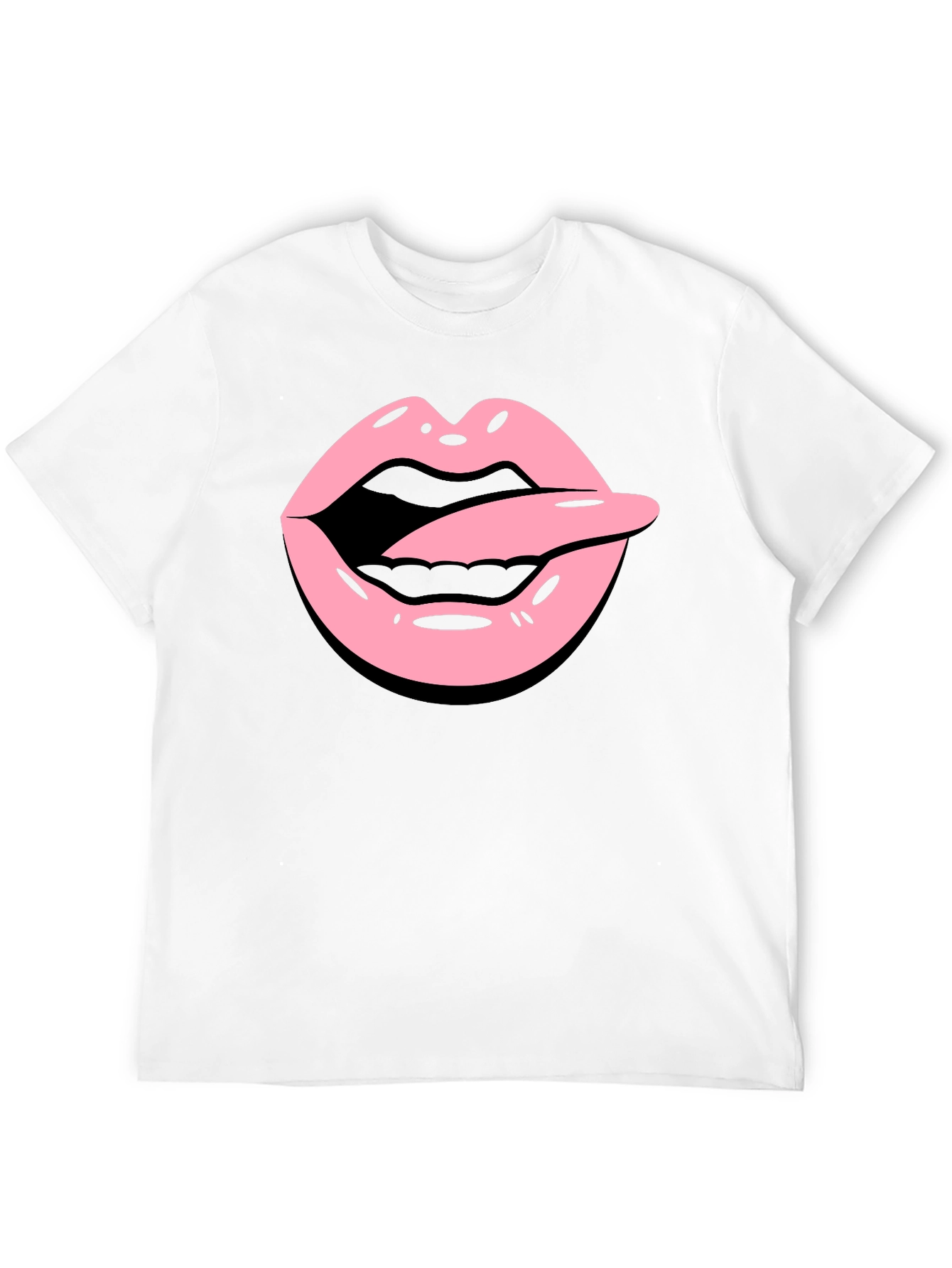 Tongue Out Graphic Tee - Black Cotton Blend Shirt