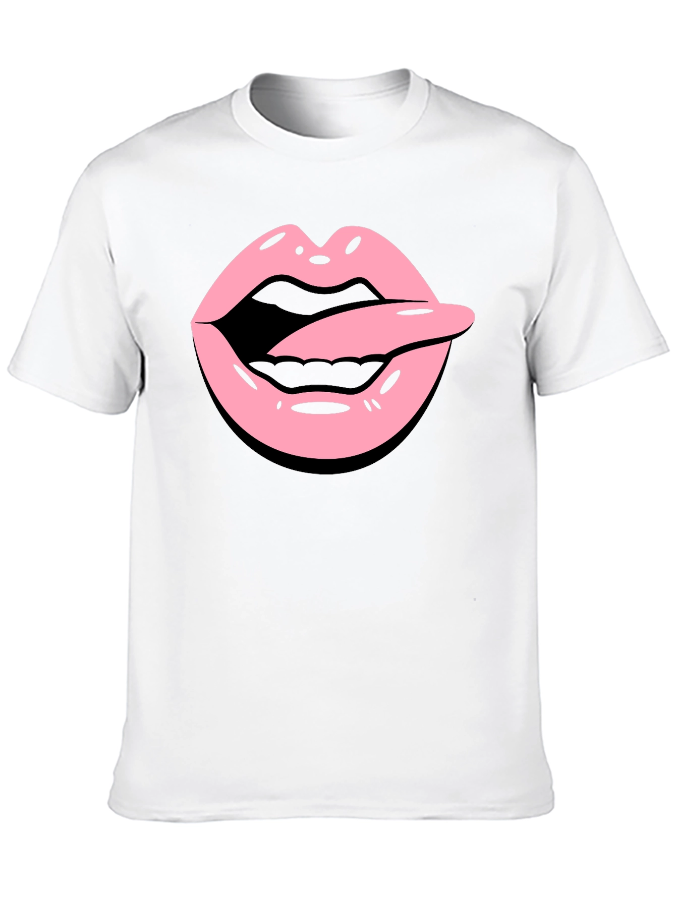 Tongue Out Graphic Tee - Black Cotton Blend Shirt
